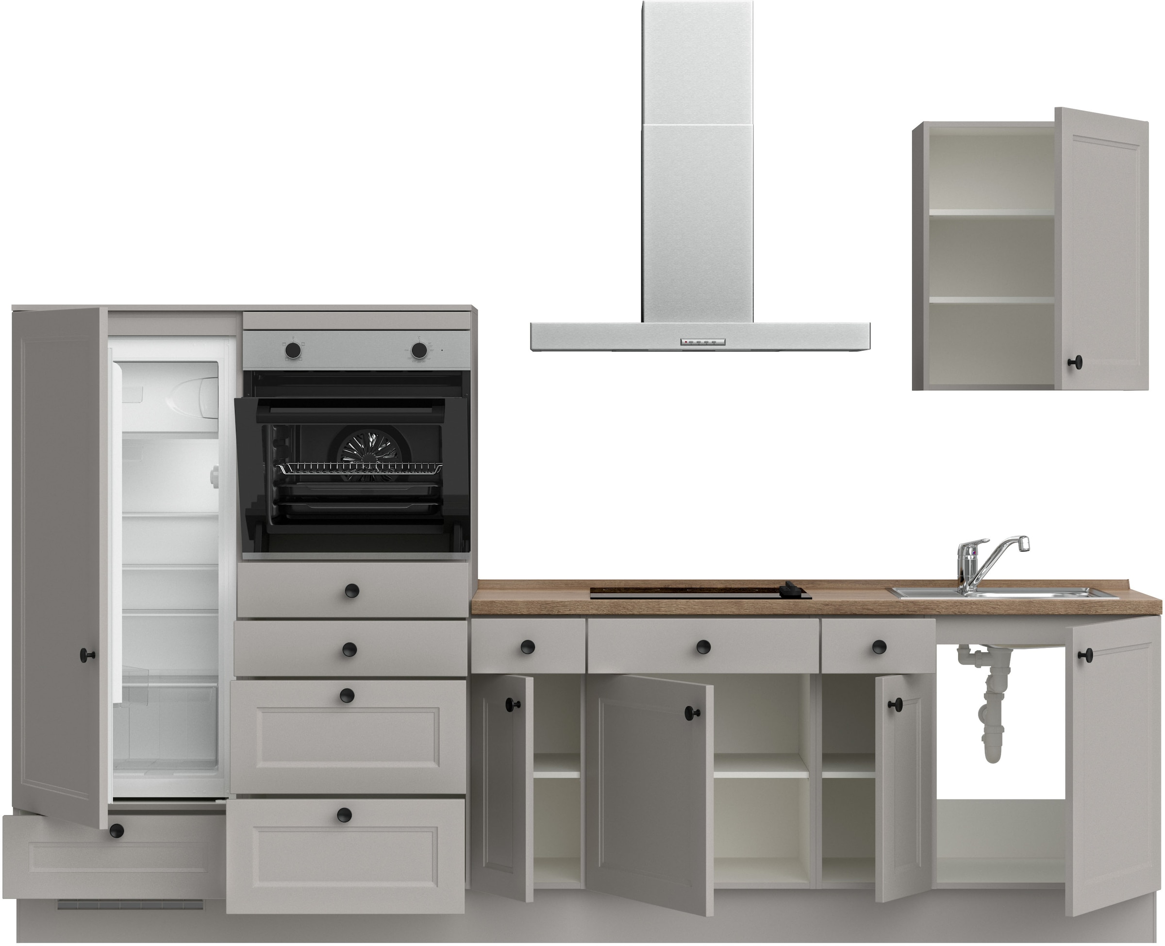 nobilia® Küchenzeile »"Cascada I"«, vormontiert, Ausrichtung wählbar, Breite 300 cm, wahlw. mit E-Geräten