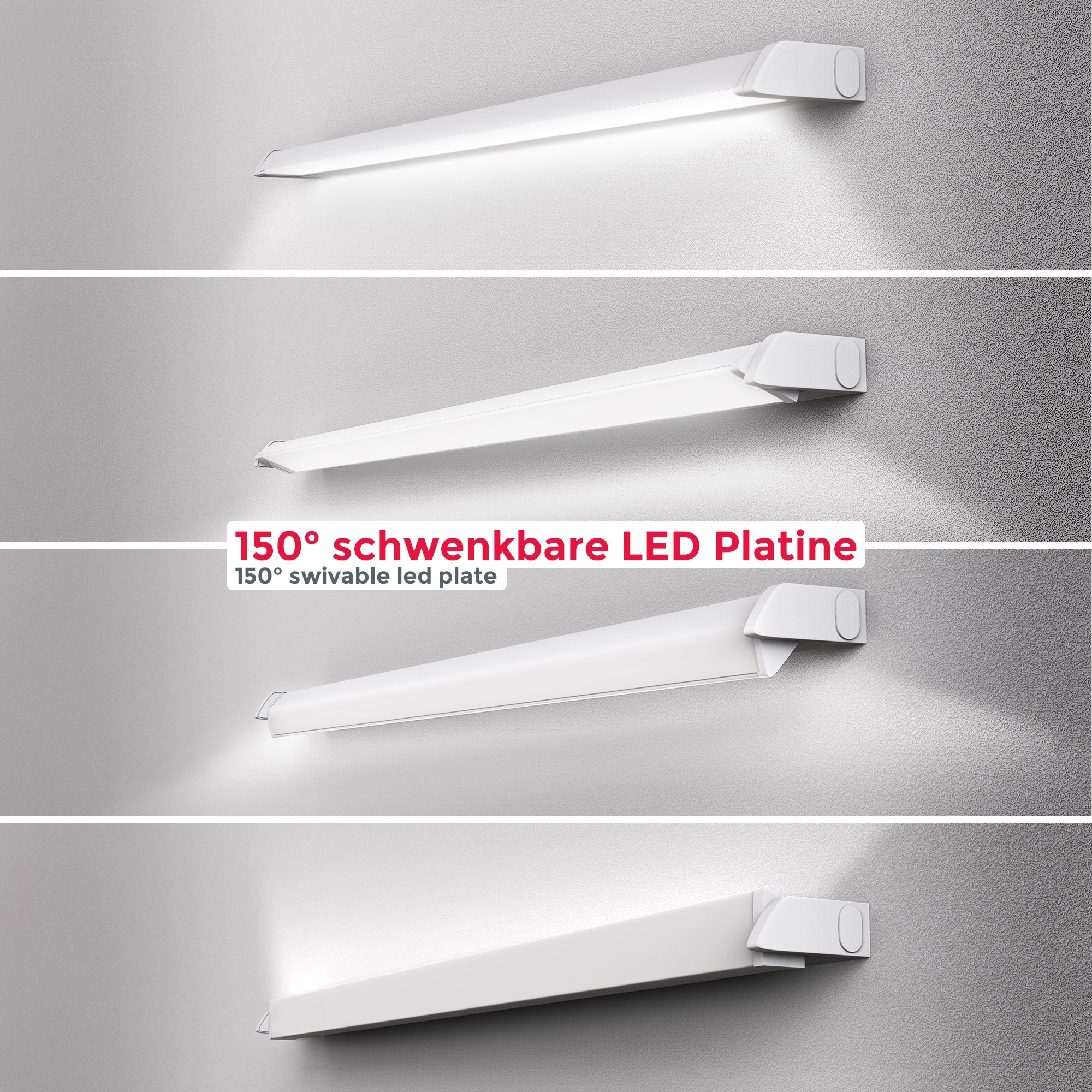 B.K.Licht Lichtleiste, 1 flammig, Leuchtmittel LED-Board | LED fest integriert, Unterschrankleuchte, 150° schwenkbar, Farbtemperatur wählbar, weiß