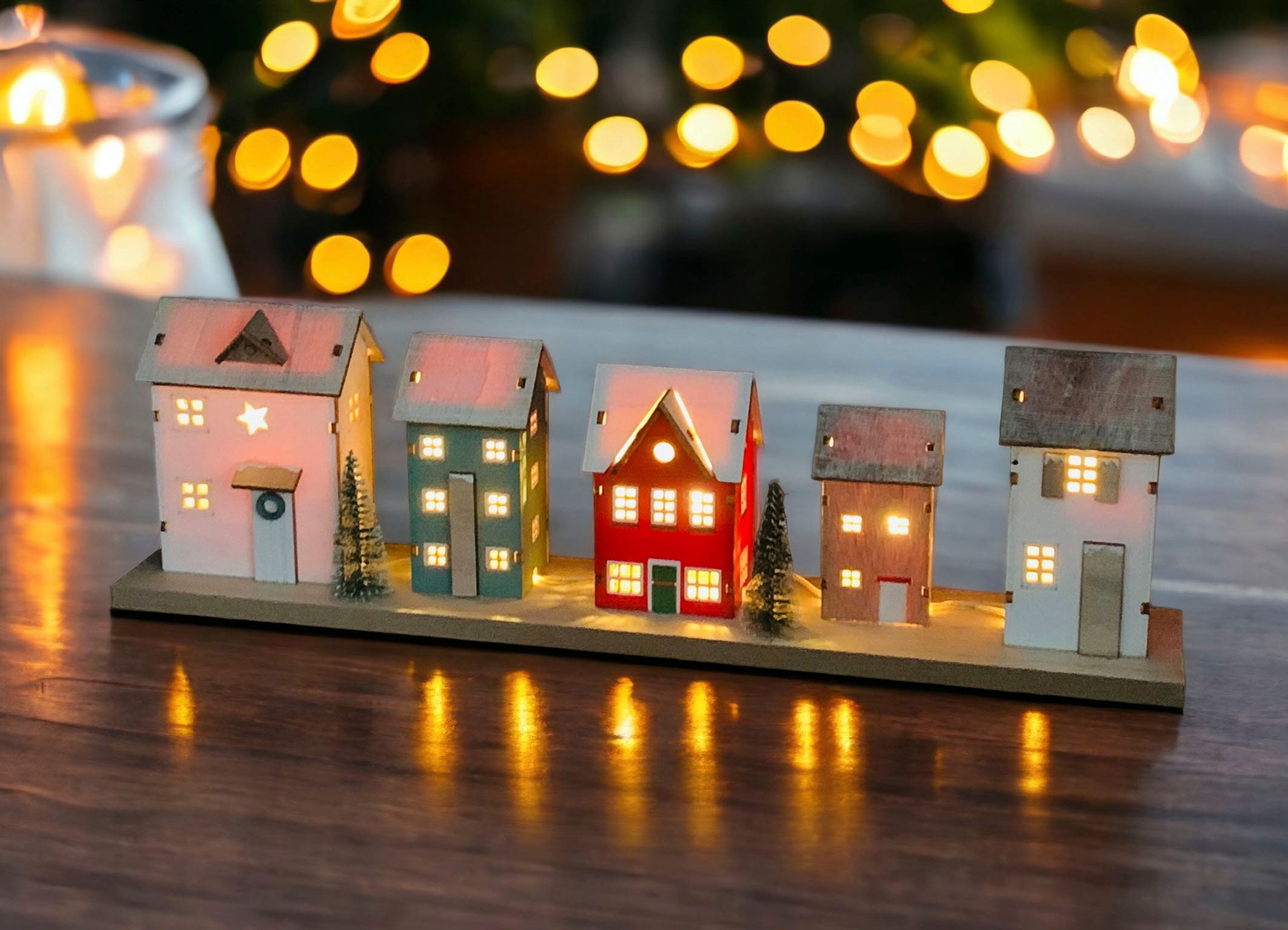 Home affaire Weihnachtshaus »LED beleuchtete aus BAUR Batteriebetrieb cm«, ca. | 16,5 Häuschen Holz, Dietach, Weihnachtdeko Höhe