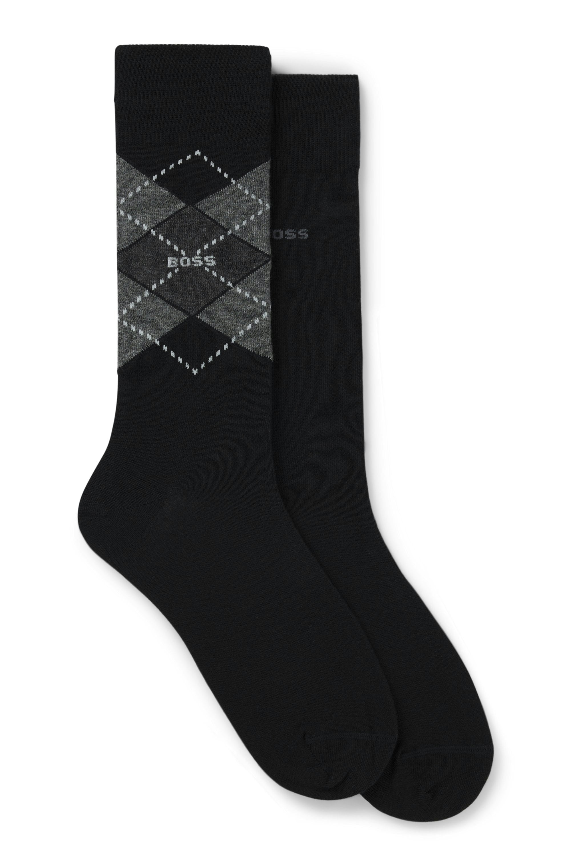 BOSS Socken "2P RS Argyle CC" Packung, 2 Paar tlg. mit BOSS Schriftzug