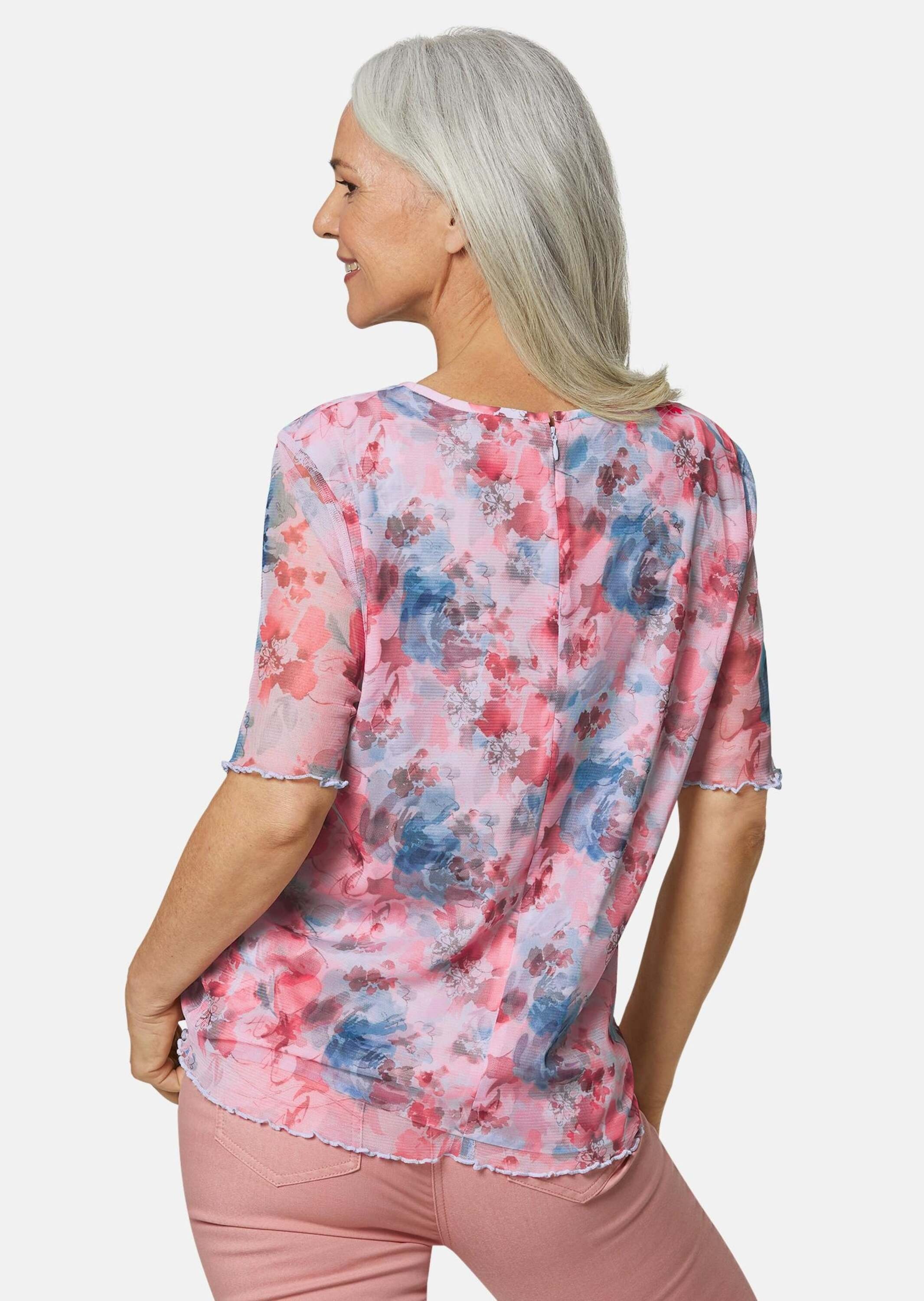GOLDNER Kurzarmbluse »Mesh-Bluse Druckbluse aus herrlich weichem Mesh«