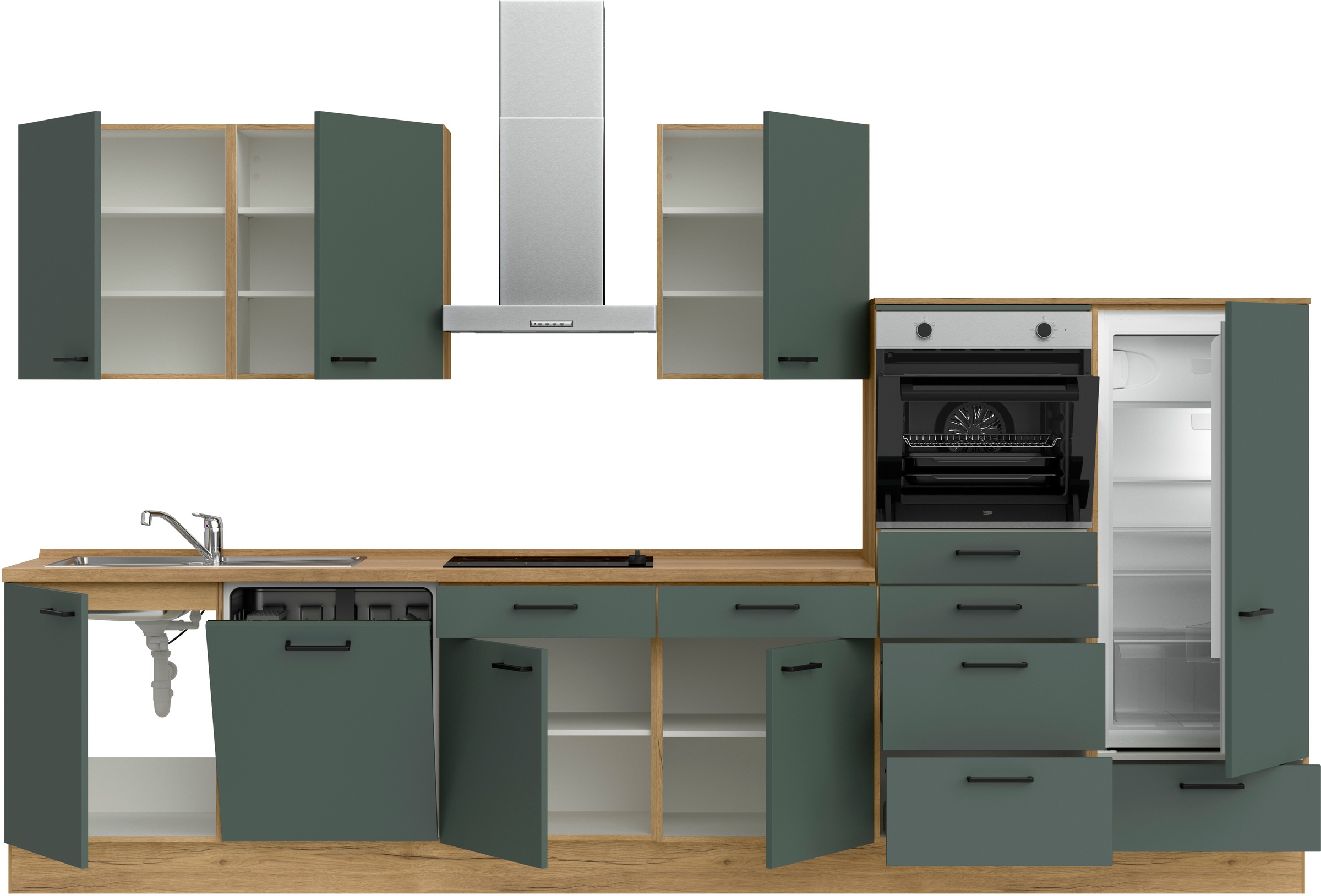nobilia® Küchenzeile »"Easytouch I"«, vormontiert, Ausrichtung wählbar, Breite 360 cm, wahlw. mit E-Geräten