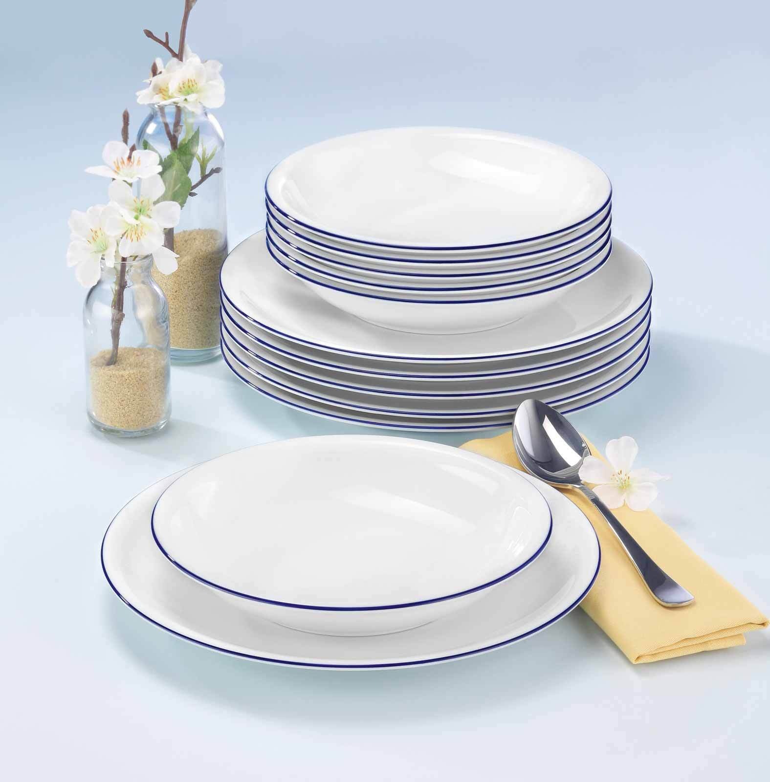 Thumbnail - Seltmann Weiden Speiseteller "Speiseteller Compact Blaurand ø 27 cm 6er Set weiß-blau"