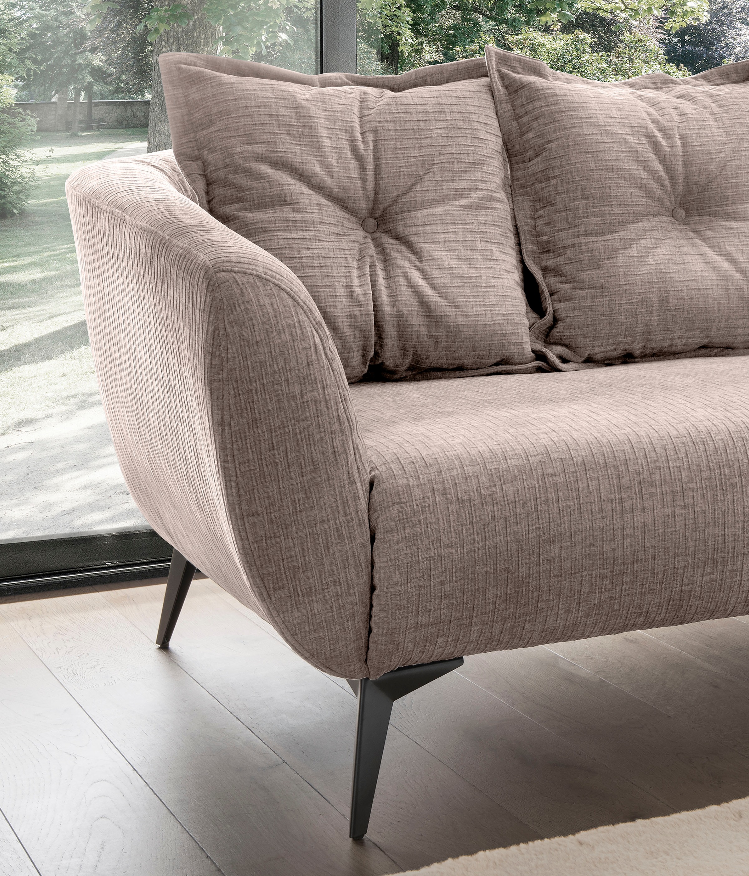 Home affaire 3-Sitzer »Baggio Breite 236 cm, modernes Sofa, hoher Fuß, bequem« schwarze Metallfüße