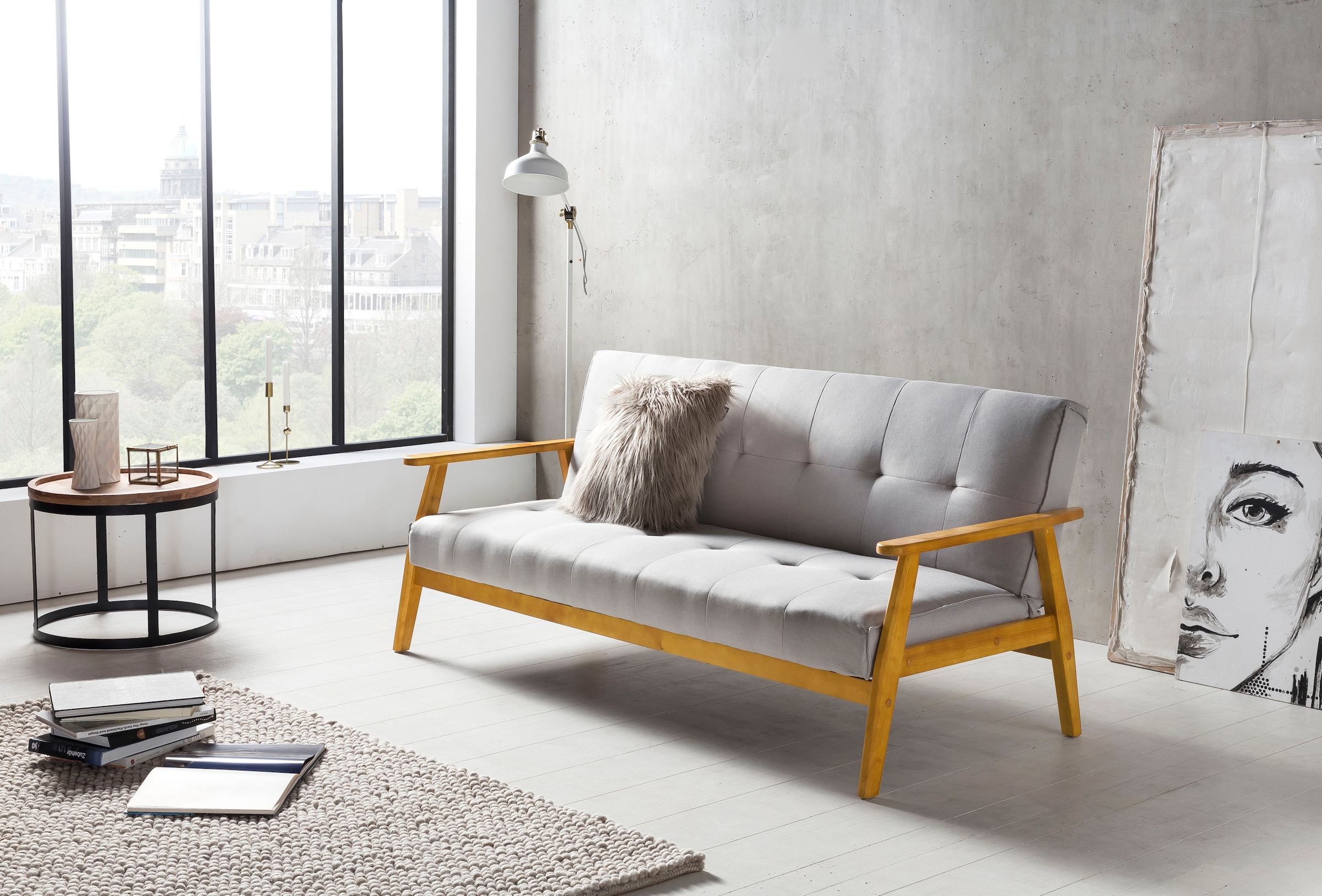 SalesFever Schlafsofa »Skagen, Sofa, 3-Sitzer«, mit Holzgestell, 60° Relax- und Schlaffunktion, Breite 190 cm