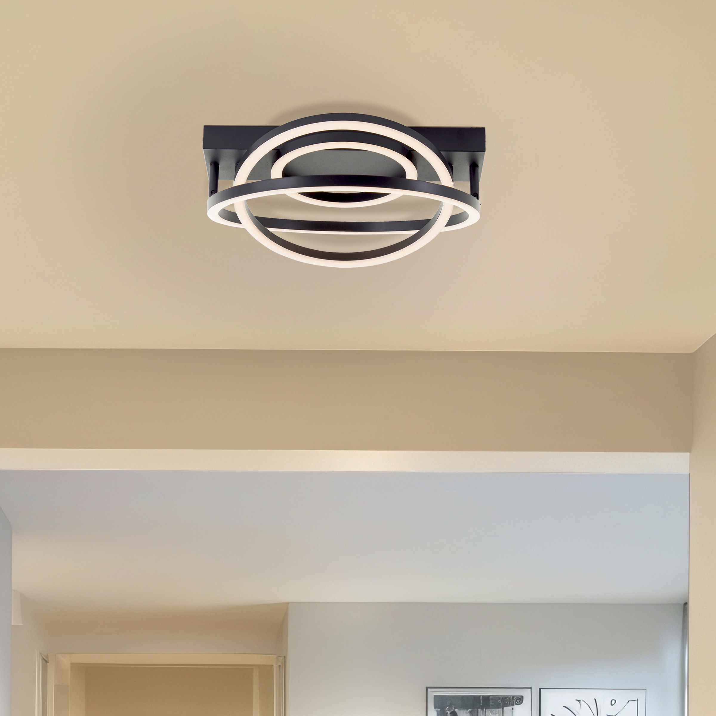 Brilliant LED Deckenleuchte »Pedley« LED-Modul 1 Stk. Warmweiß 38 cm, 3800lm, 3000K, dimmbar, schwenkbar, schwarz