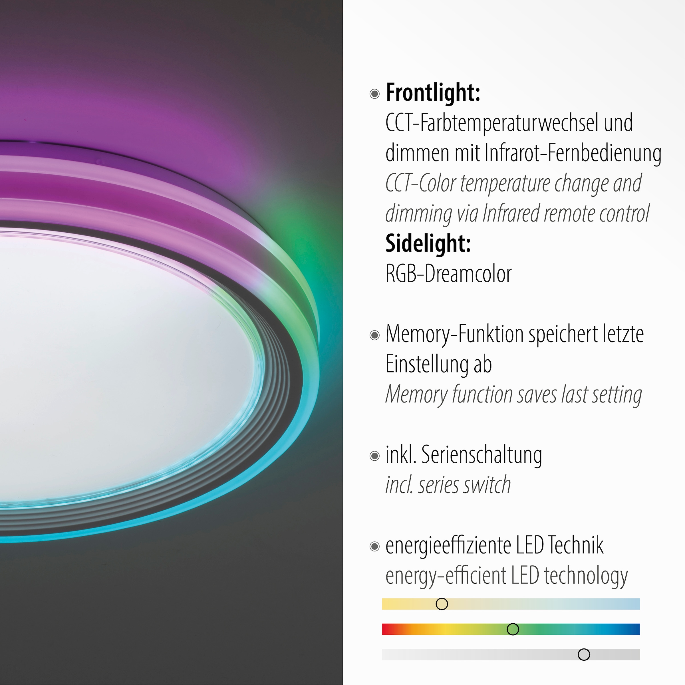 Leuchten Direkt Deckenleuchte »SPHERIC«, BAUR | 2 flammig-flammig, CCT inkl., - Infrarot dimmbar RGB-Rainbow, kaufen LED, Fernbedienung, über