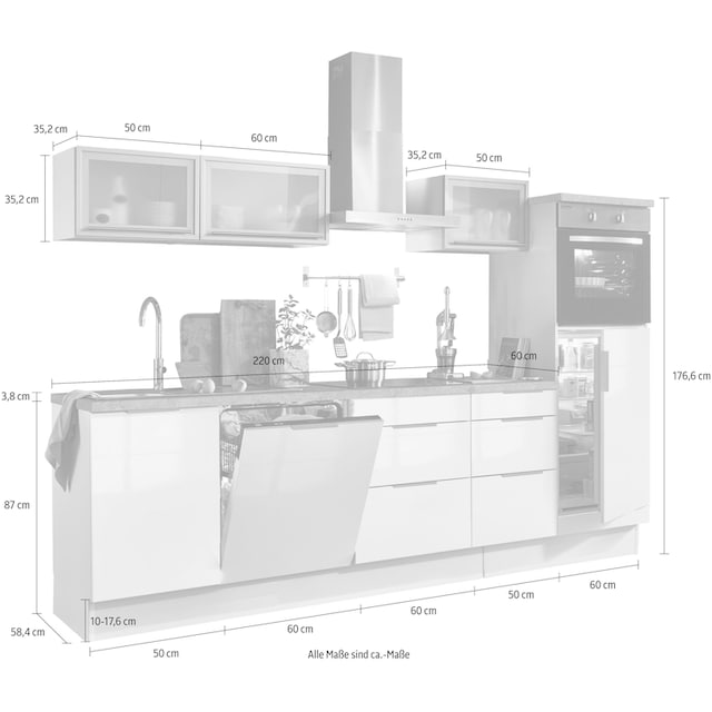 OPTIFIT Küchenzeile »Tara«, ohne E-Geräte, mit Vollauszug und  Soft-Close-Funktion, Breite 280 cm bestellen | BAUR