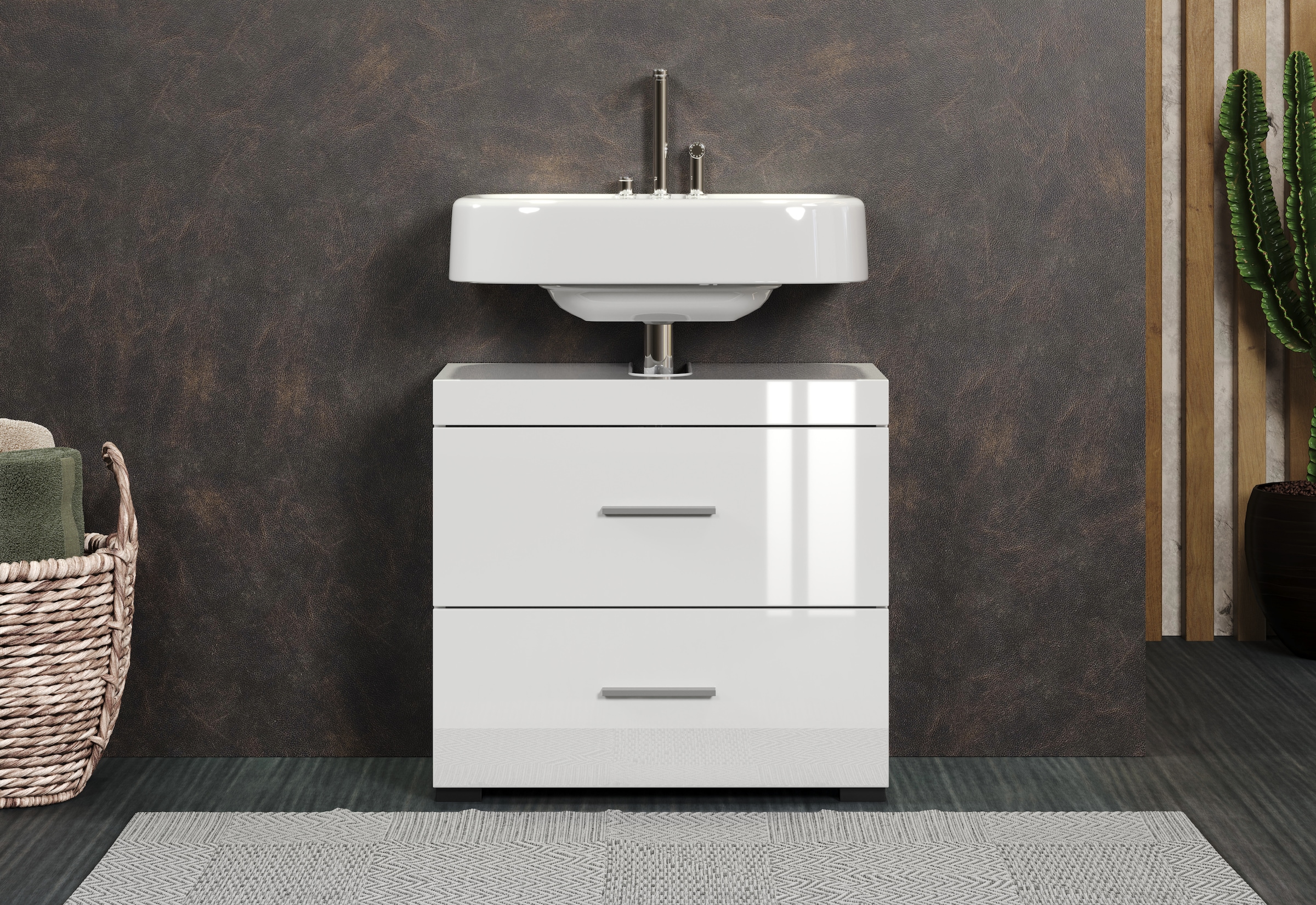 welltime Waschbeckenunterschrank "Avena" 1 Stk. tlg. Waschtisch mit 2 Schub günstig online kaufen