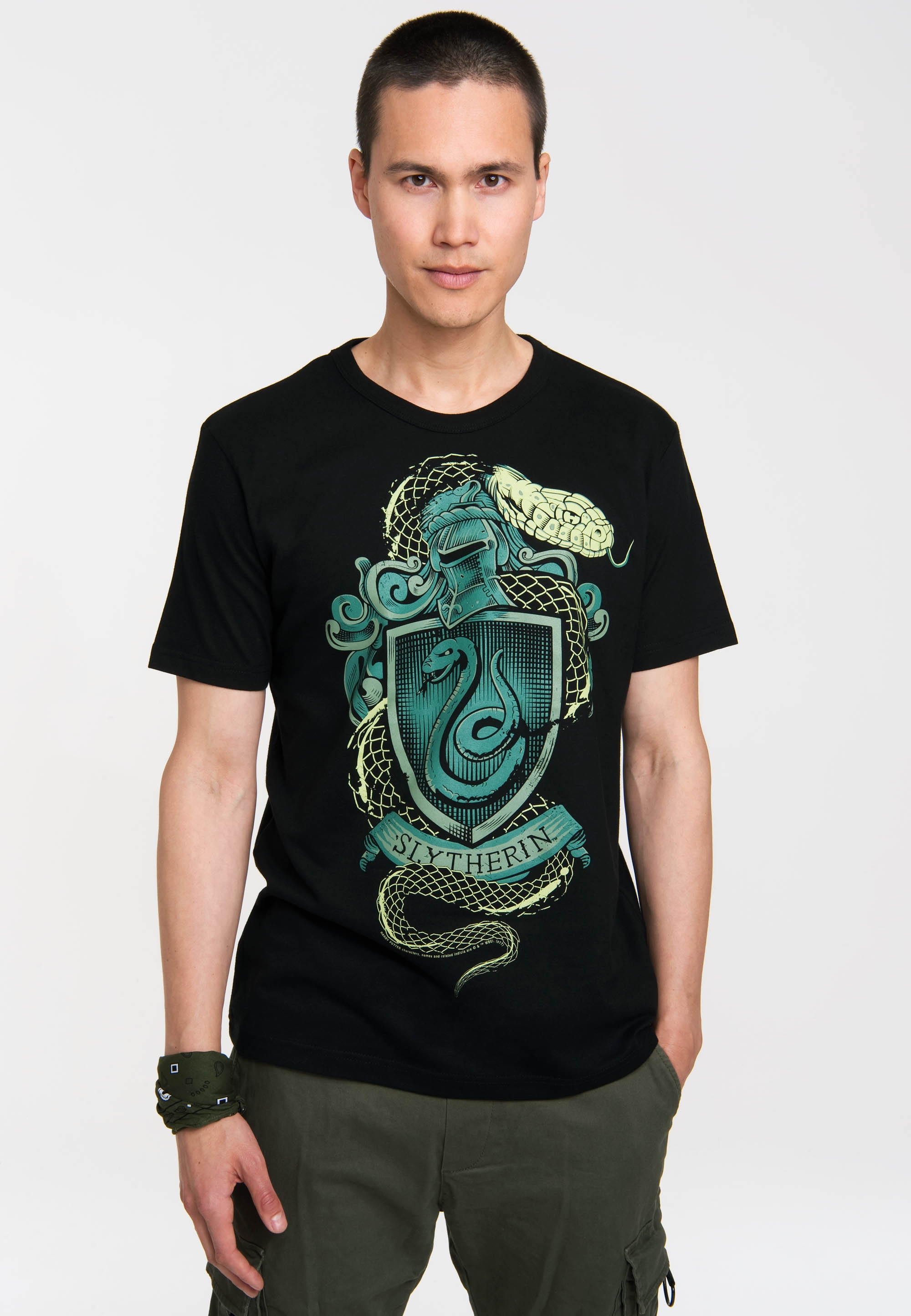 LOGOSHIRT T-Shirt »Slytherin Logo«, mit coolem Frontdruck
