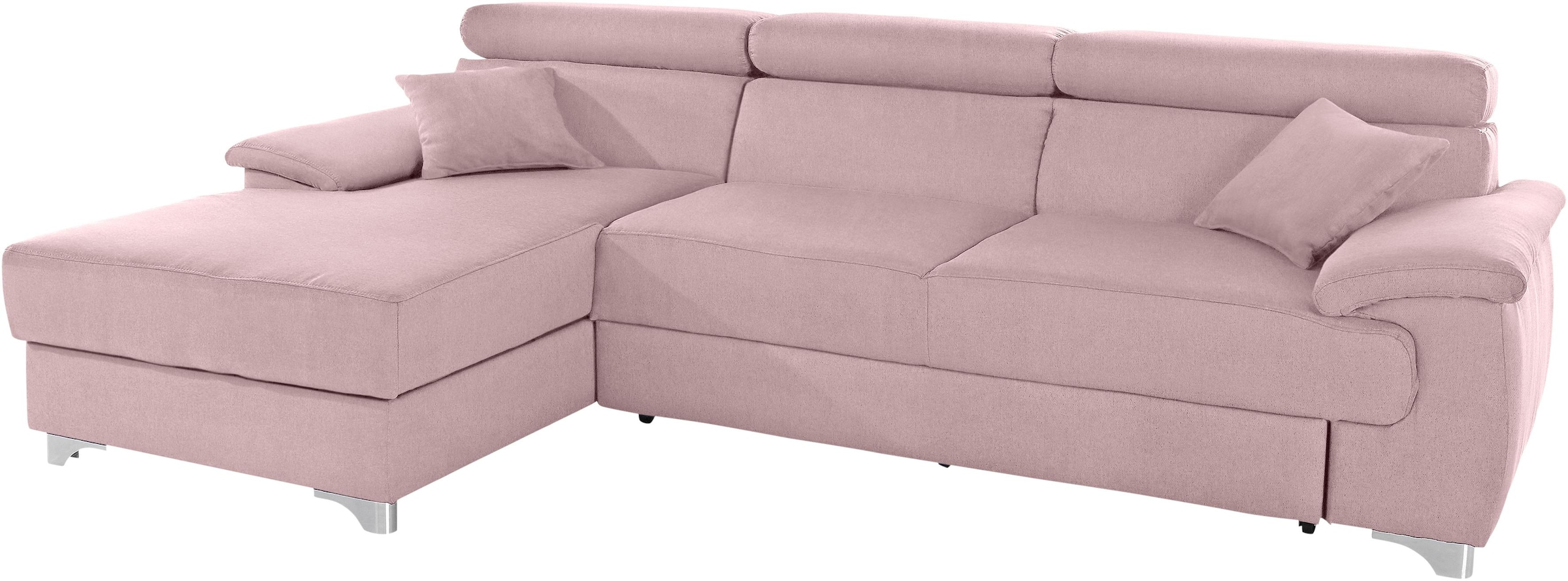 DOMO collection Ecksofa »Mira, inklusive Kopfteilverstellung für mehr Wohlfühlkomfort, L-Form«, wahlweise mit Bettfunktion und Bettkasten, elegant und modern