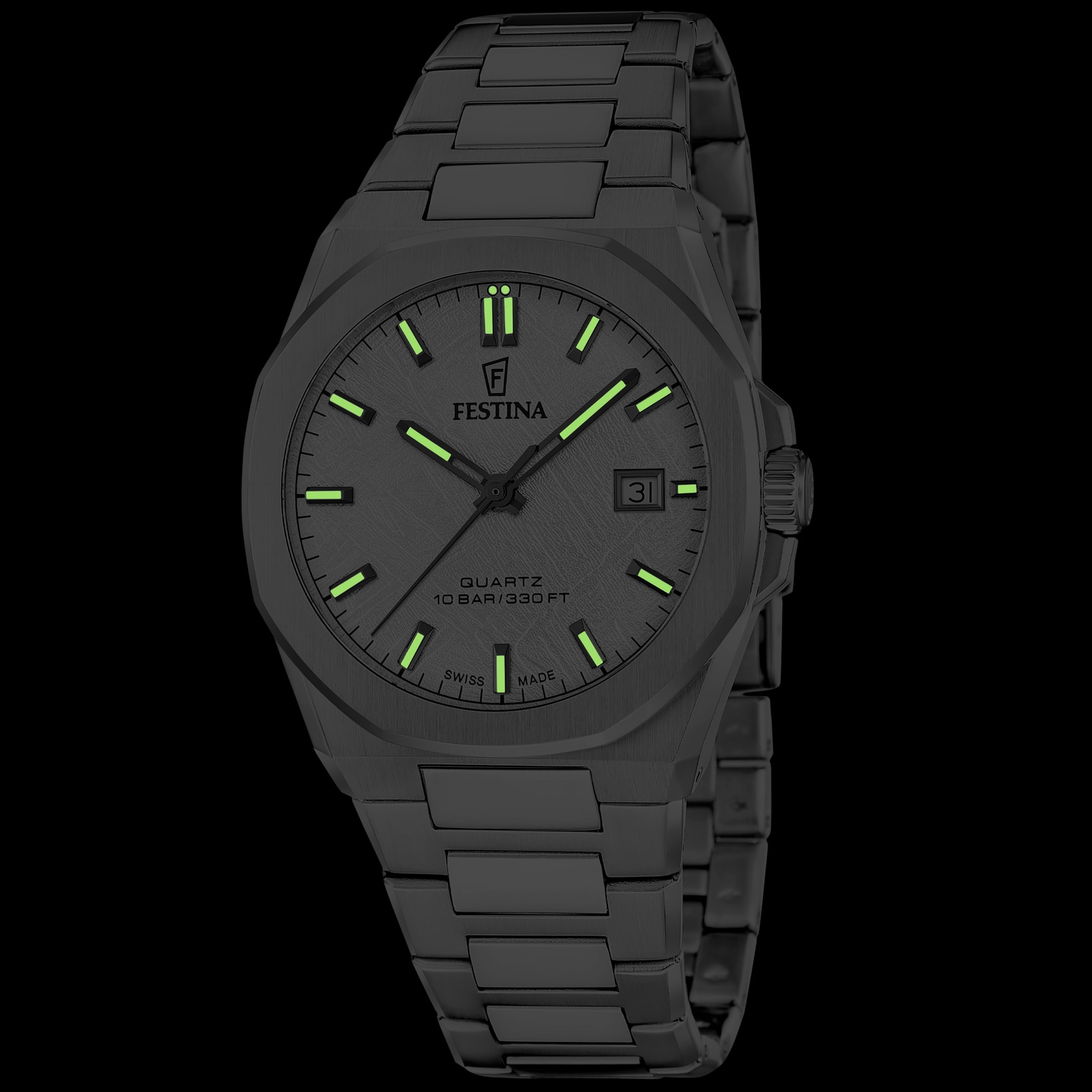 Festina Quarzuhr »Classic Steel« Armbanduhr, Herrenuhr, Swiss Made, Edelstahlarmband, analog, Tag