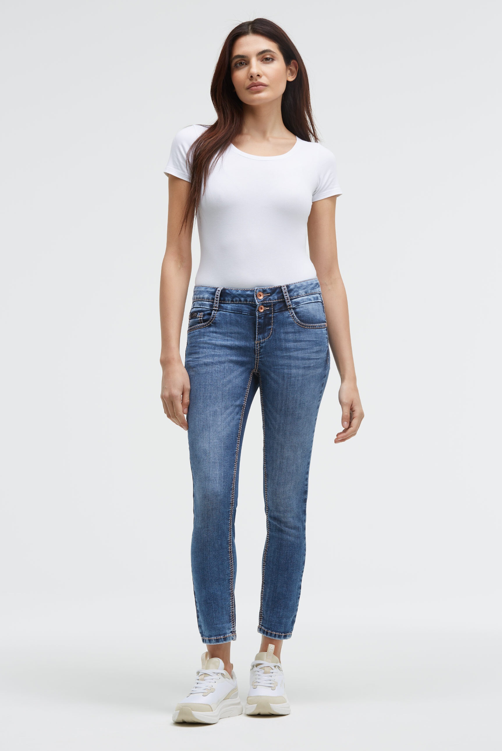 SOCCX Slim-fit-Jeans mit verkürztem Bein