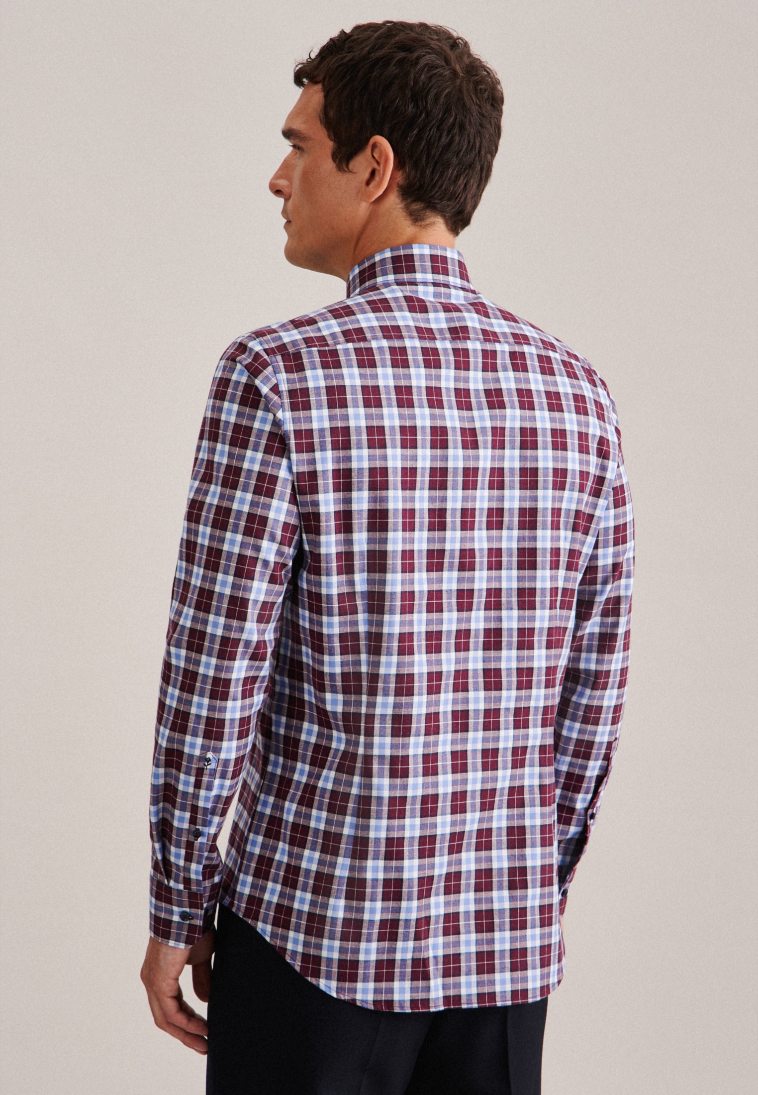 seidensticker Flanellhemd »Slim«, Slim Langarm Button-Down-Kragen Karo