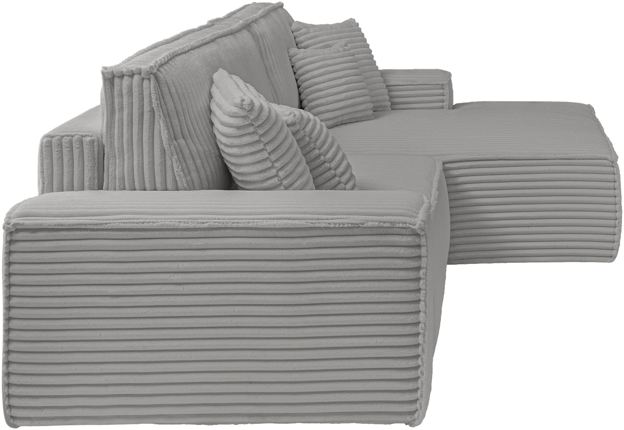 andas Ecksofa »Finnley Schlafsofa 267 cm in Bouclé, Struktur fein u. Cord, L-Form,«, Schlaffunktion m. Bettkasten (136/210 cm), Bouclé, Struktur und Cord