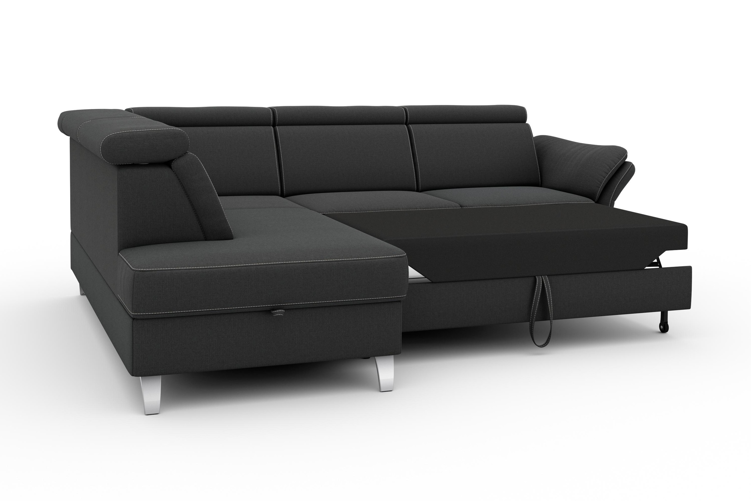 sit&more Ecksofa »Vincenzo L-Form«, inklusive Kopfteilverstellung, wahlweise mit Bettfunktion, Bettkasten