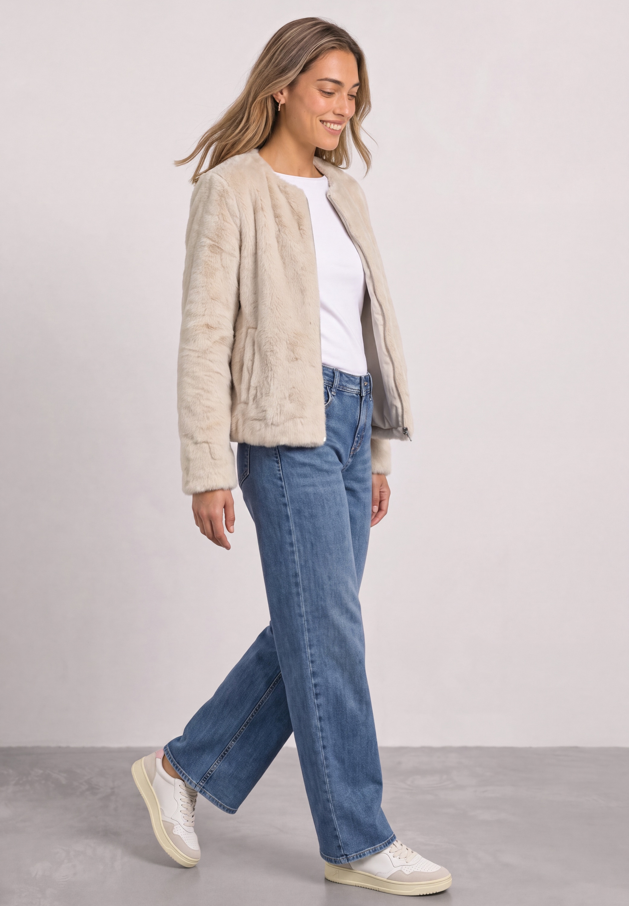 STREET ONE Kurzjacke ohne Kapuze aus Lammfell-Imitat