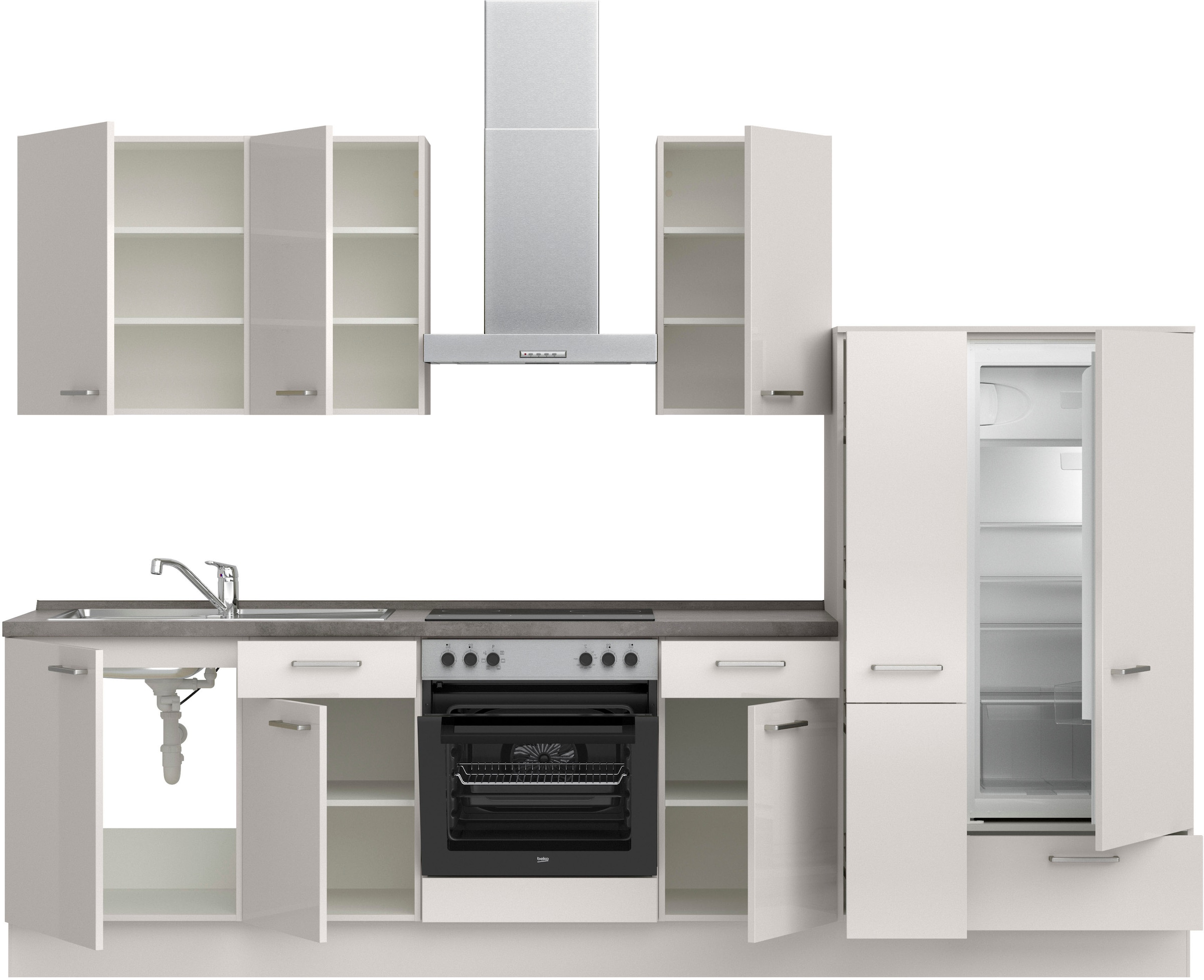 nobilia® Küchenzeile »"Flash I"«, vormontiert, Ausrichtung wählbar, Breite 300 cm, wahlw. mit E-Geräten