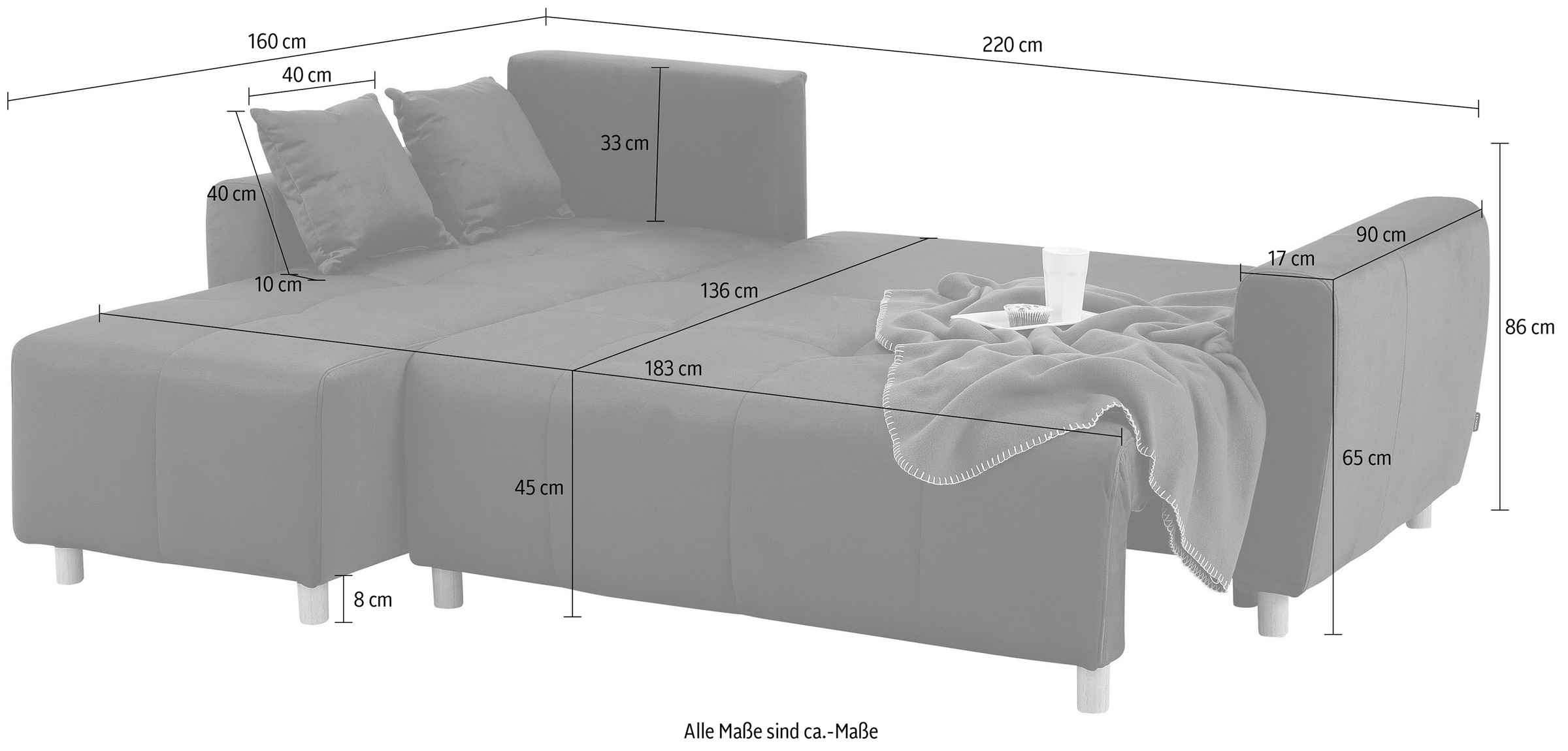 Home affaire Ecksofa »Scania L-Form«, wahlweise mit Bettfunktion und Bettkasten