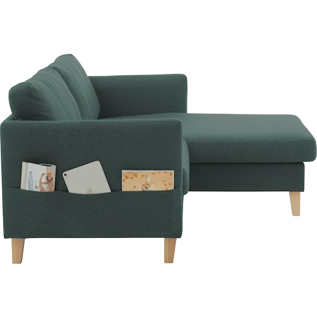 ATLANTIC home collection Ecksofa »Mailo«, mit Seitentaschen, Recamiere  beidseitig montierbar, Massivholzfüße bestellen | BAUR