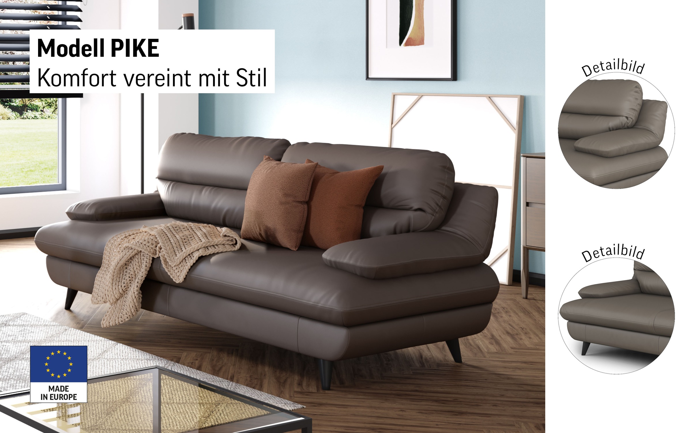 Thumbnail - COTTA 3-Sitzer "Pike, B: 218 cm" mit Metallfüße