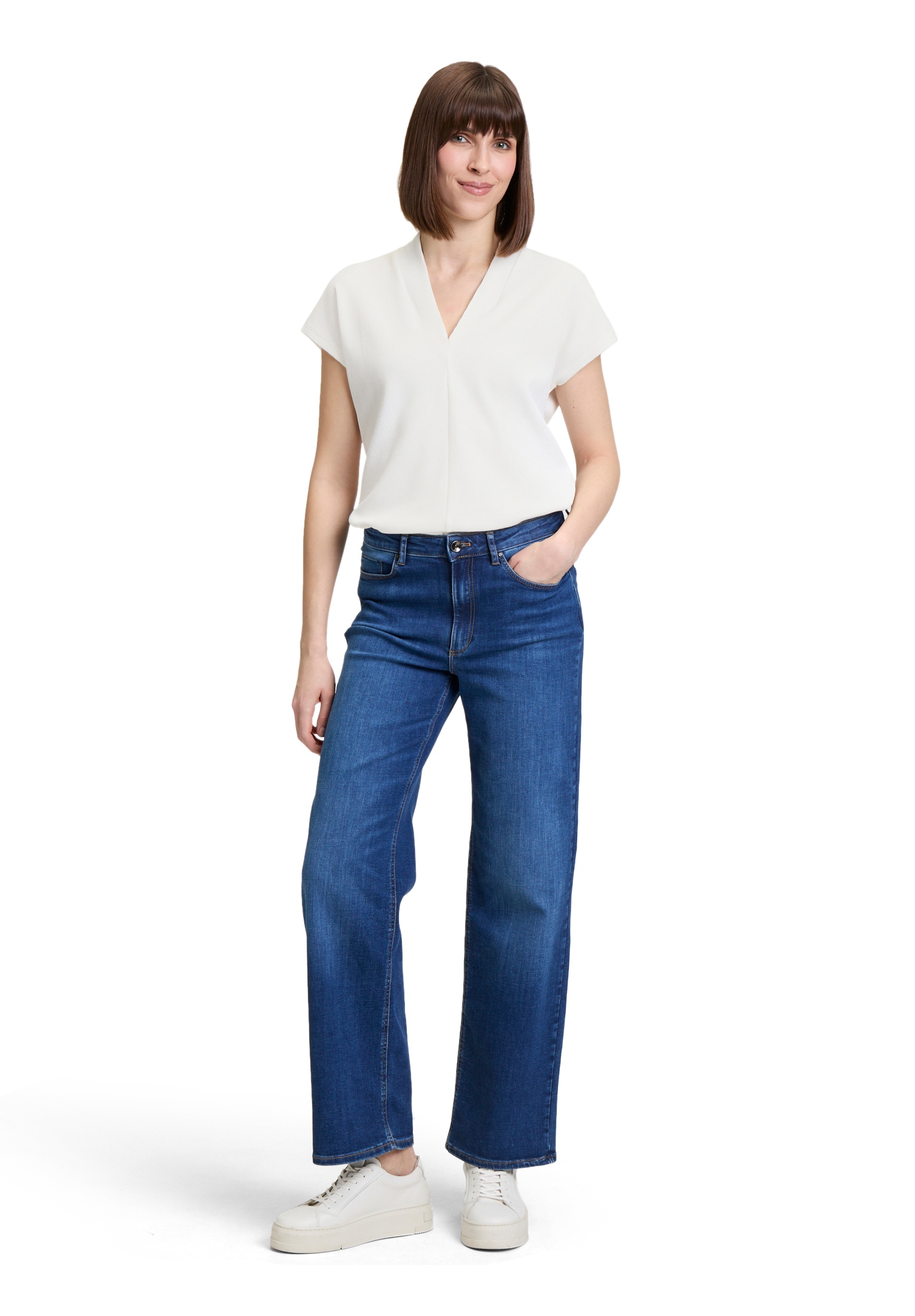 Betty&Co Kurzarmshirt »Betty & Co Damen Casual-Shirt mit V-Ausschnitt«, (1 tlg.), Struktur