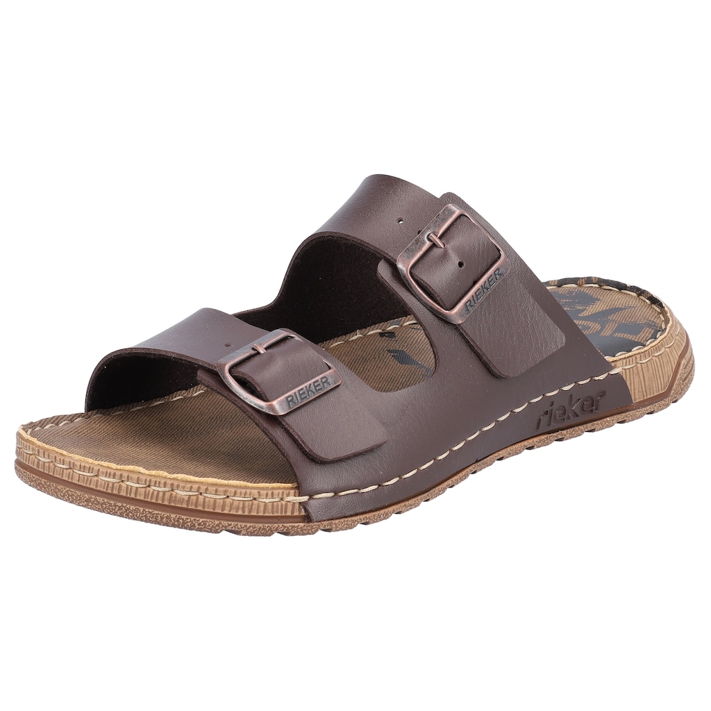 Rieker Pantolette, Sommerschuh, Schlappen, Poolslides, mit verstellbaren Schnallen