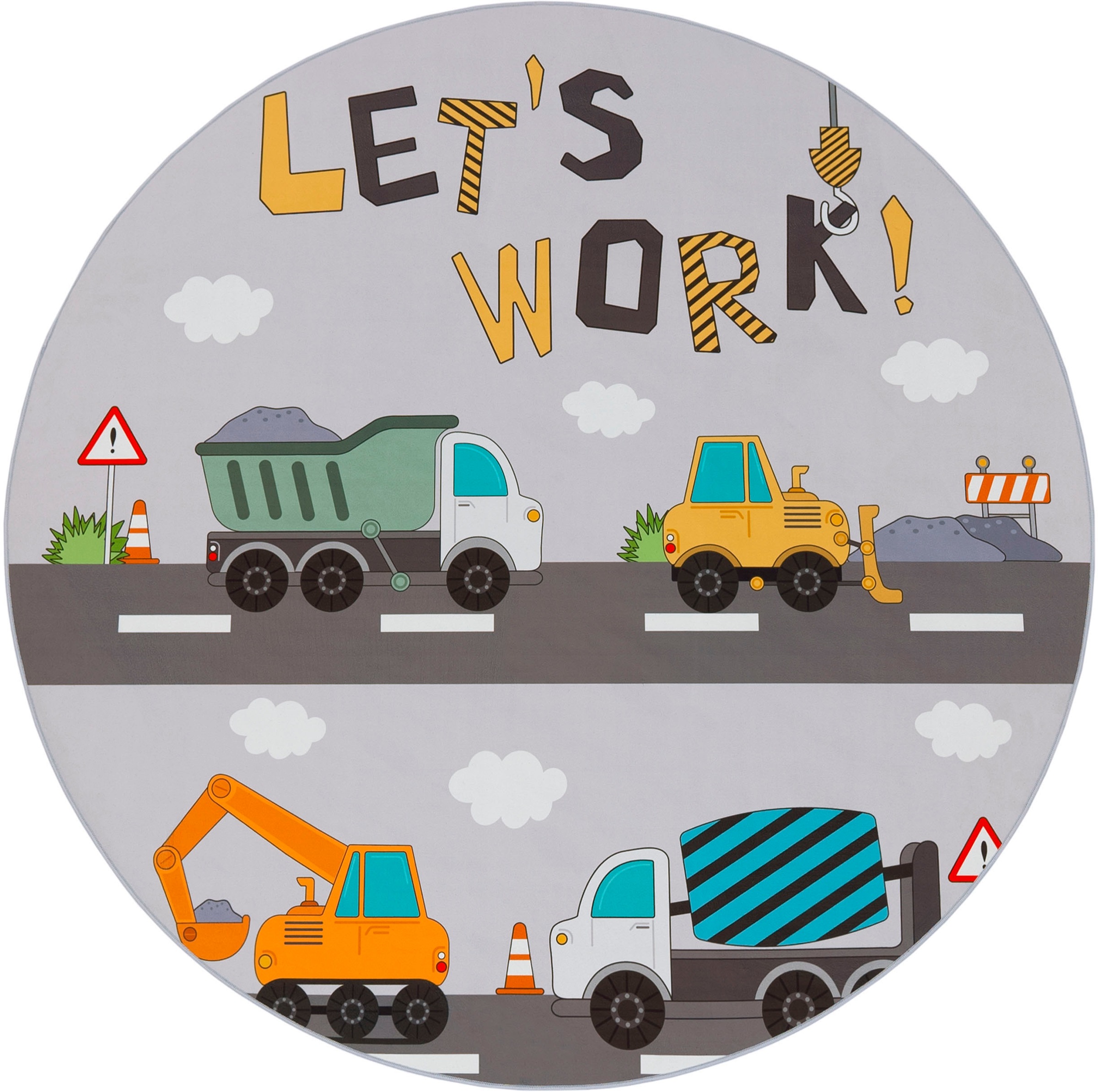 Paco Home Kinderteppich "Bino 578" rund 4 mm Höhe Spielteppich, Motiv Autos günstig online kaufen