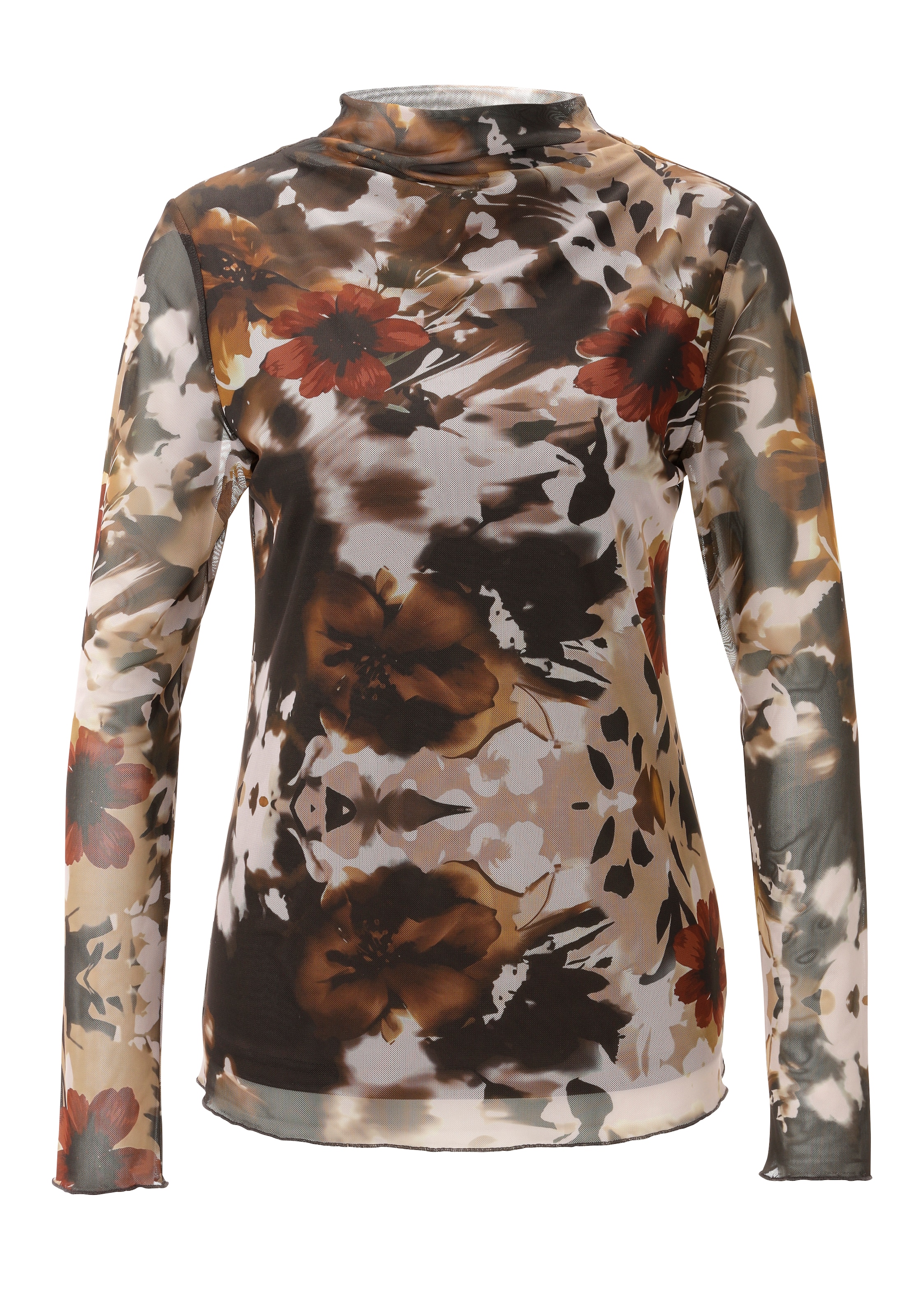 Aniston CASUAL Langarmshirt mit trendfarbenem Blumendruck- jedes Teil ein Unikat - NEUE KOLLEKTION