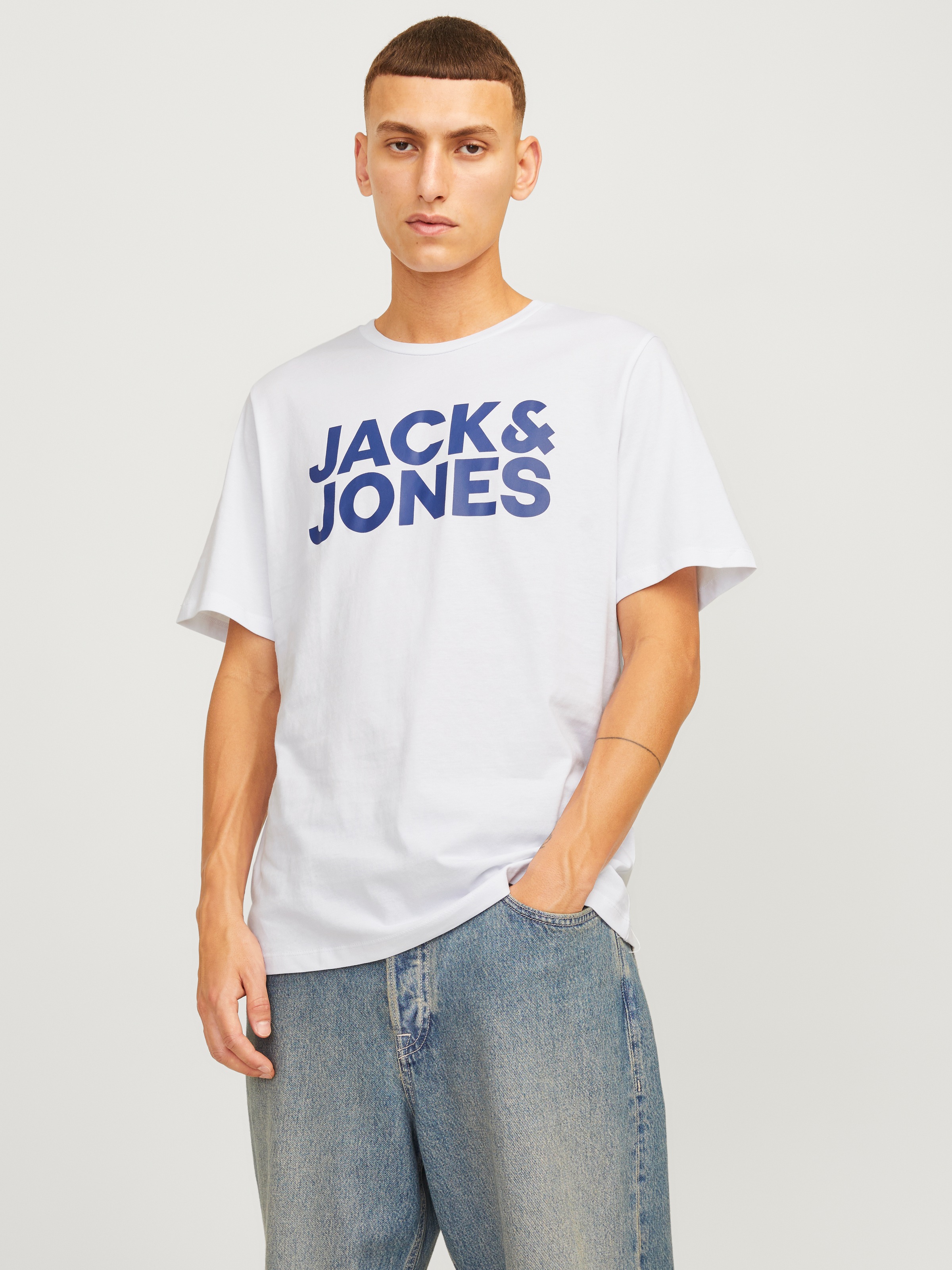 Jack & Jones T-shirt à Manches Courtes Corp Logo 3 Unités White / Pack W Navyblazer / Black All Big XL Homme 5