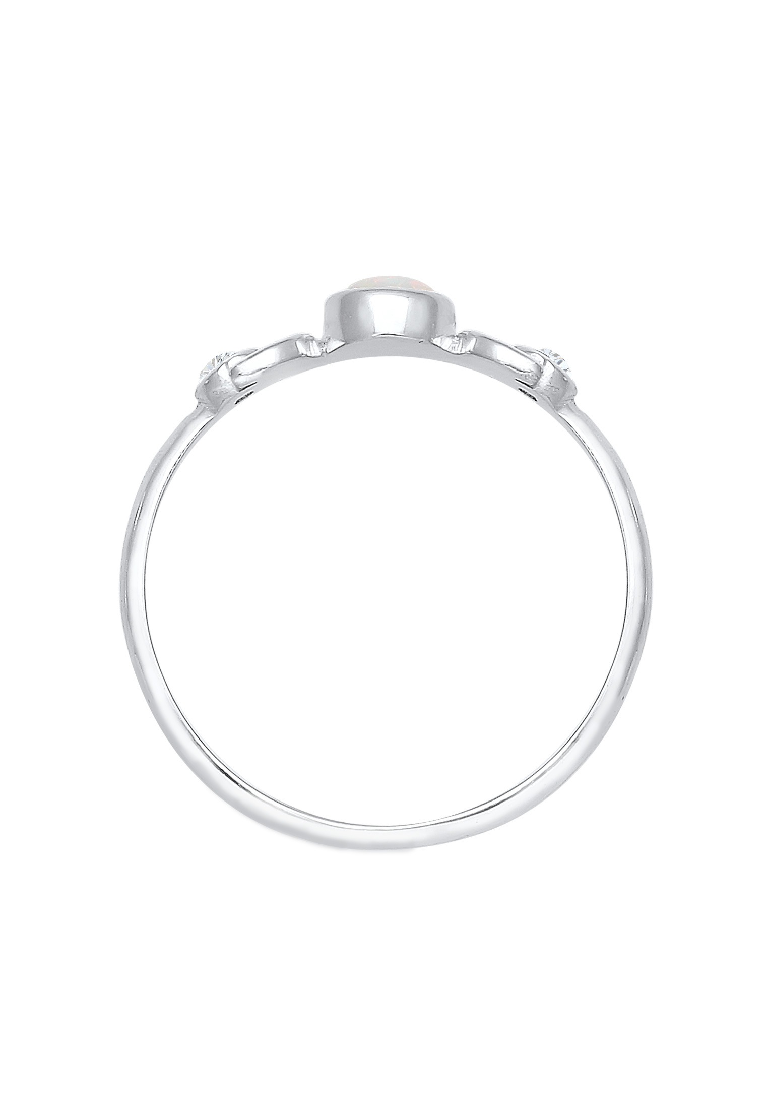 Elli Fingerring »Halbmond Zirkonia Synthetischer Opal 925 Sterling Silber«