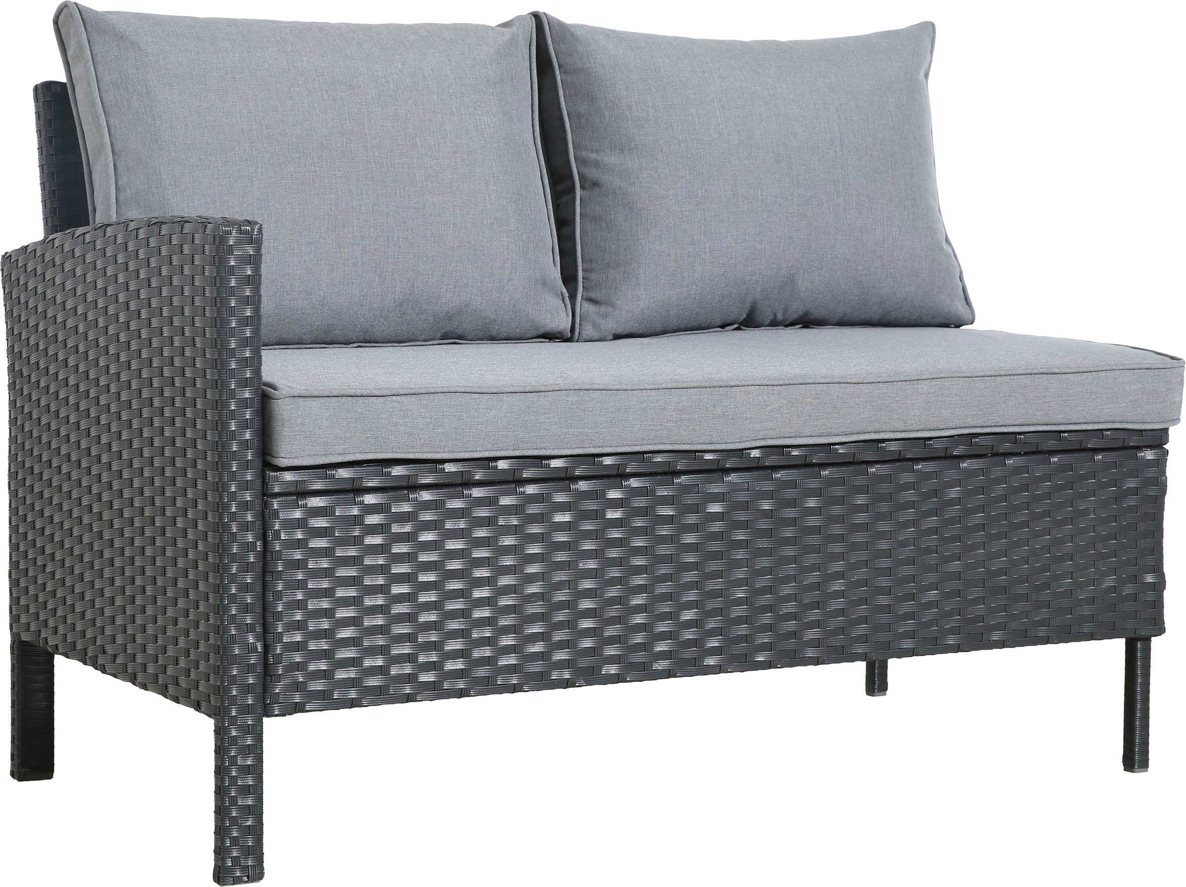 KONIFERA Gartenlounge-Set »»Manhattan««, (Set, 18 tlg., Ecklounge, Tisch 66x120x74 cm, 2 Hocker, inkl. Auflagen), Stahl/Polyrattan