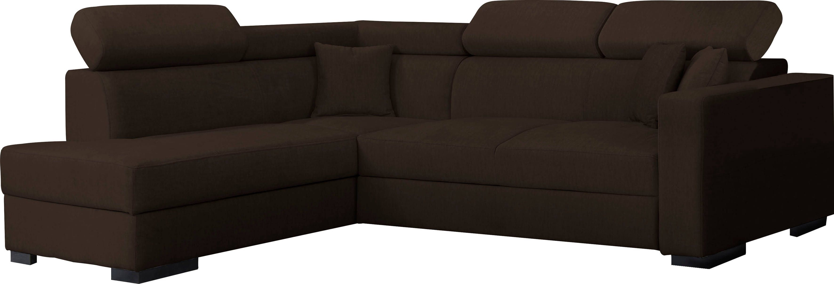 Home affaire Ecksofa "Tulio bequem, bewährte Wellenunterfederung, Breite 267cm, L-Form" wahlweise mit Bettfunktion und Bettkasten, incl. 3 Zierkissen