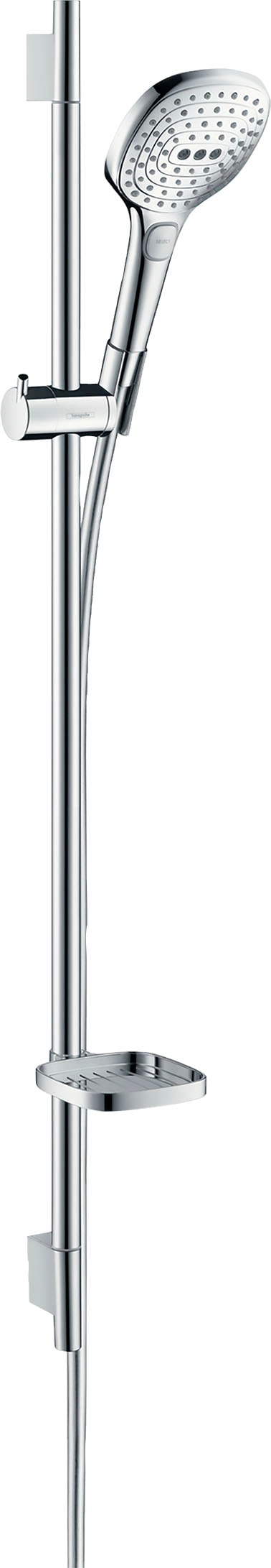 hansgrohe Brausegarnitur »Raindance Select E«, (Komplett-Set), 12cm, wassersparend, Duschstange 90cm und Seifenschale