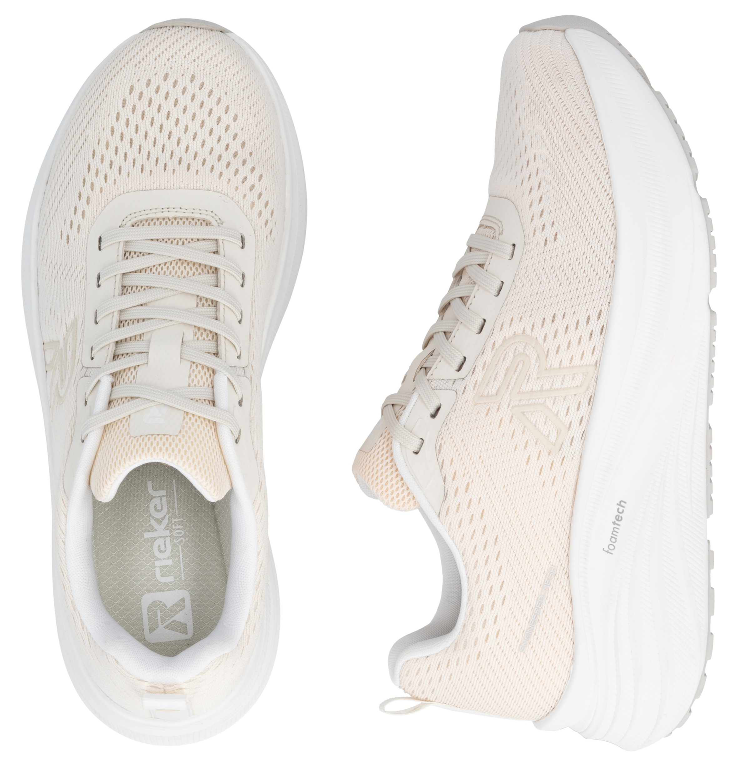 Rieker Sport Platform Sneaker Cream Size 39 2