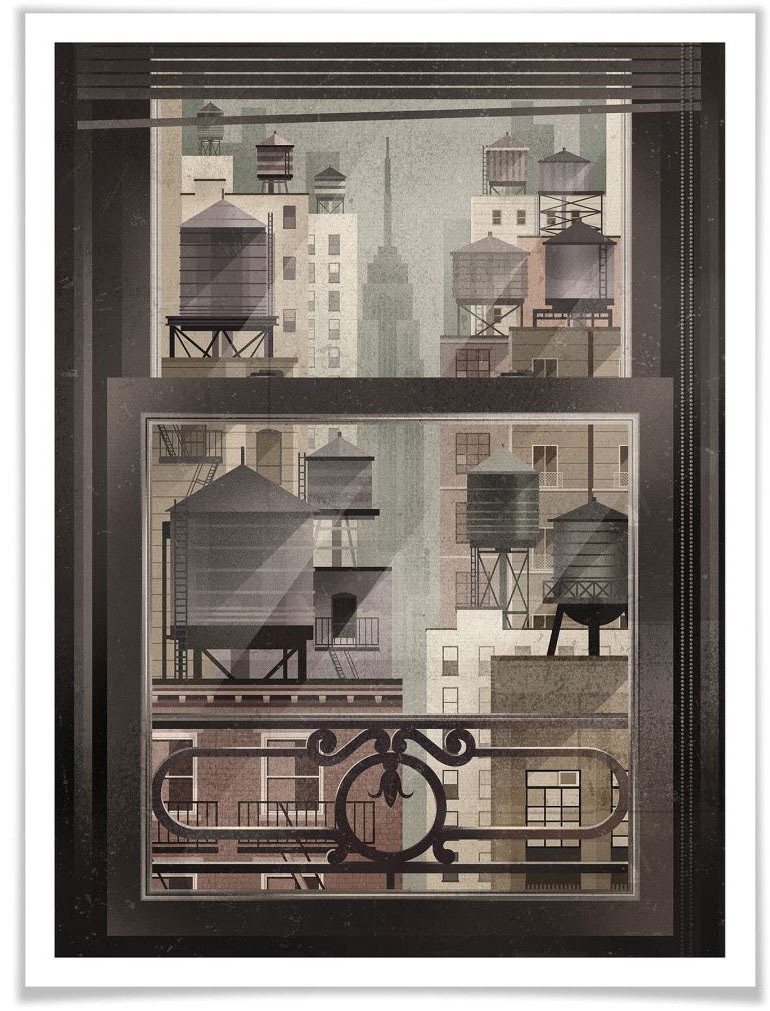 Poster »NYC Watertowers«, New York, (1 St.), Poster ohne Bilderrahmen