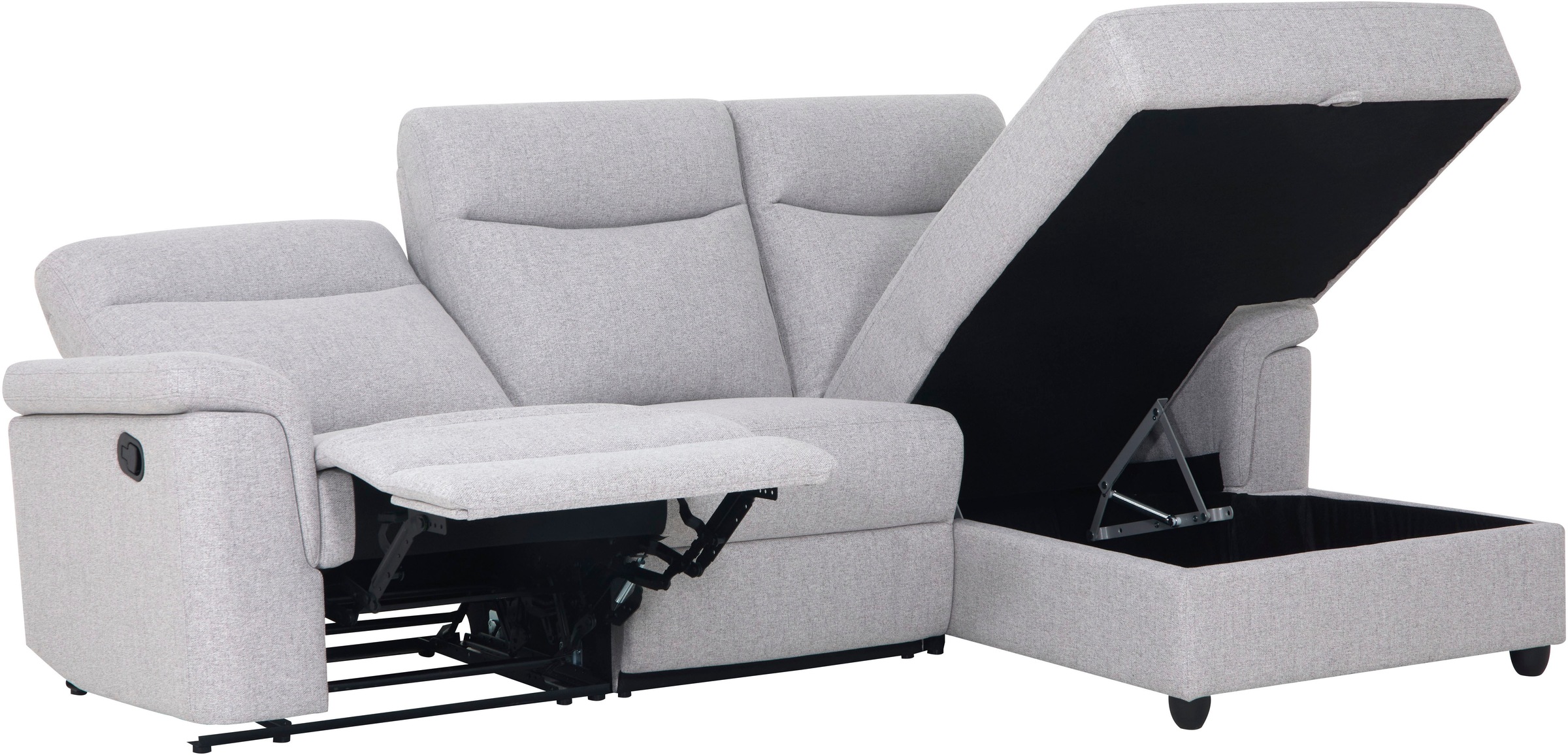 Home affaire Ecksofa »BRIONNE, L-Form, 255cm, manuelle u. elektrische Funktion (USB A/C),«, Liegefunktion, Stauraum, Federkernpolsterung, Webstoff