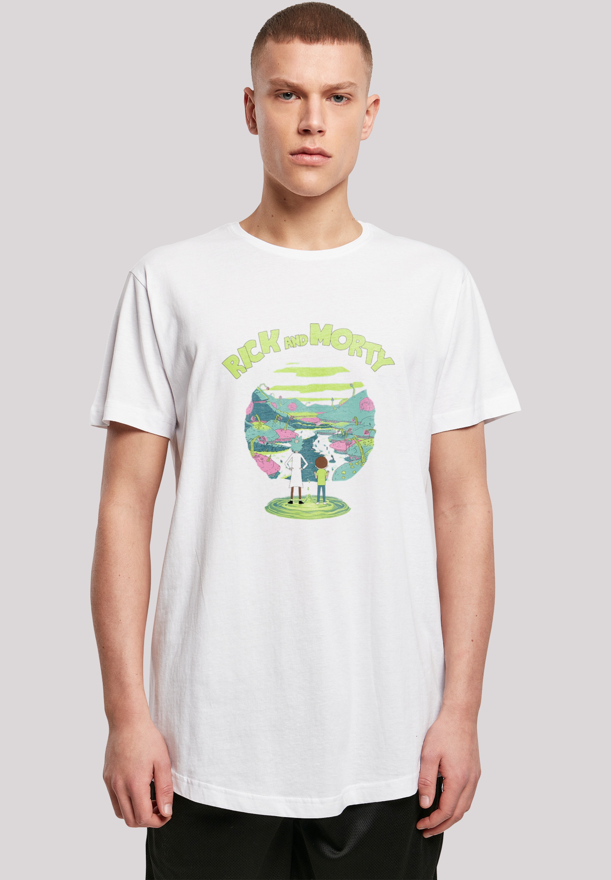 Thumbnail - F4NT4STIC Kurzarmshirt "F4NT4STIC Herren Rick and Morty with Shaped Long Tee", (1 tlg.)