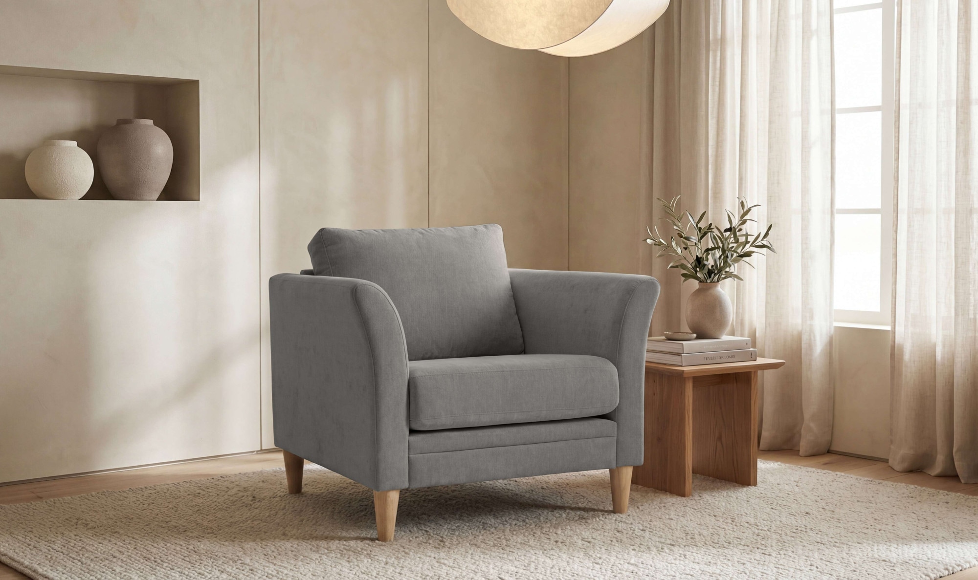OTTO home Sessel "Arellano, Breite 93 cm" klassisches Design, mit Massivholzfüßen, Webstoff fein, Chenille