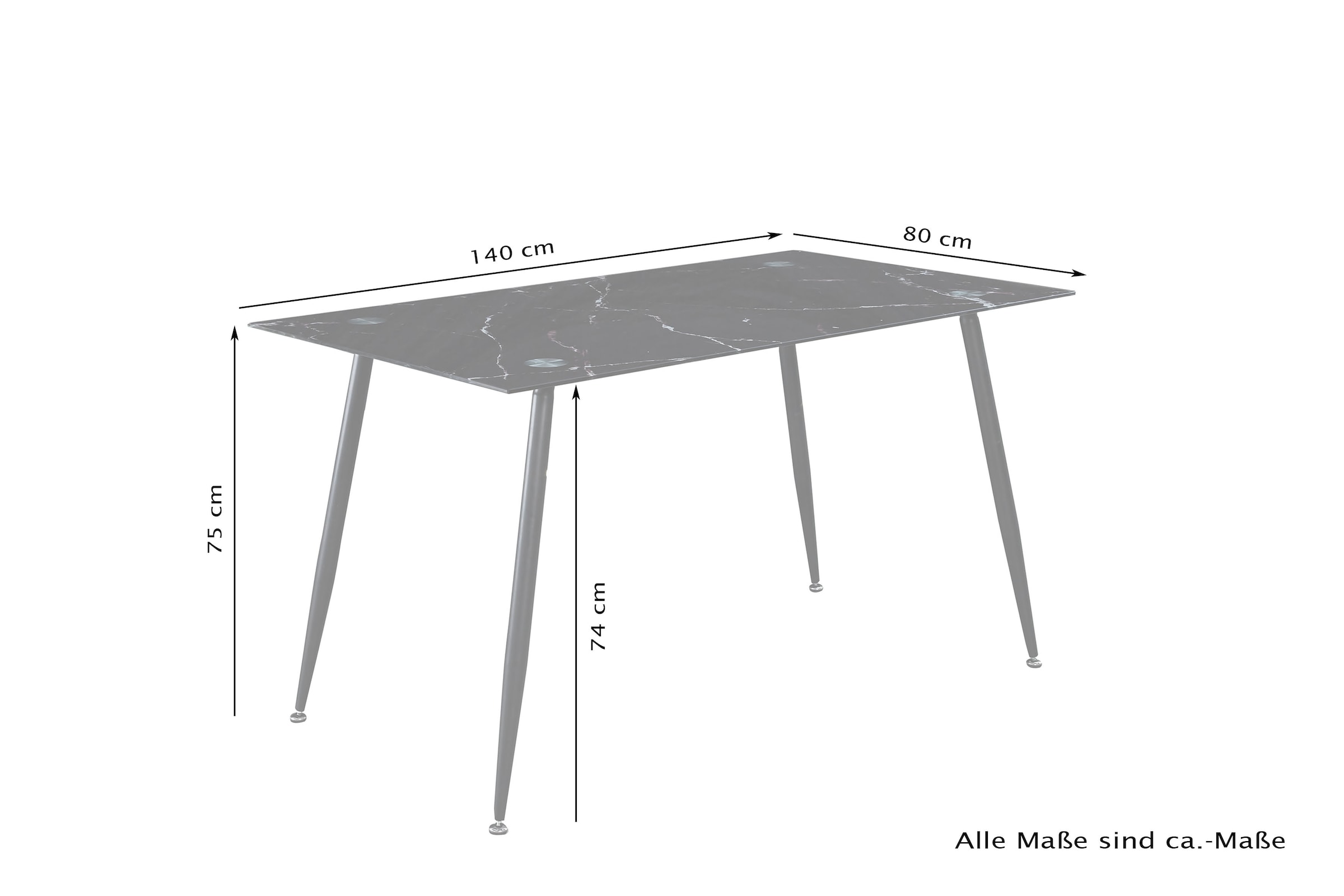 Home affaire Glastisch »Julia«, Breite 140 cm, in Marmor-Optik