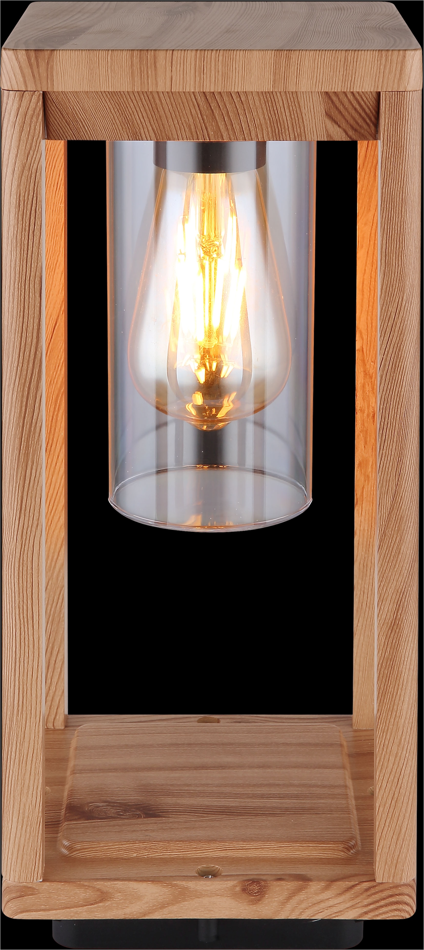 GLOBO LIGHTING Außen-Stehlampe »CANDELA«, Leuchtmittel E27 | ohne Leuchtmittel, Außenlampe/holzoptik/Sockelleuchte/IP44/LxBxH: 150x150x350mm