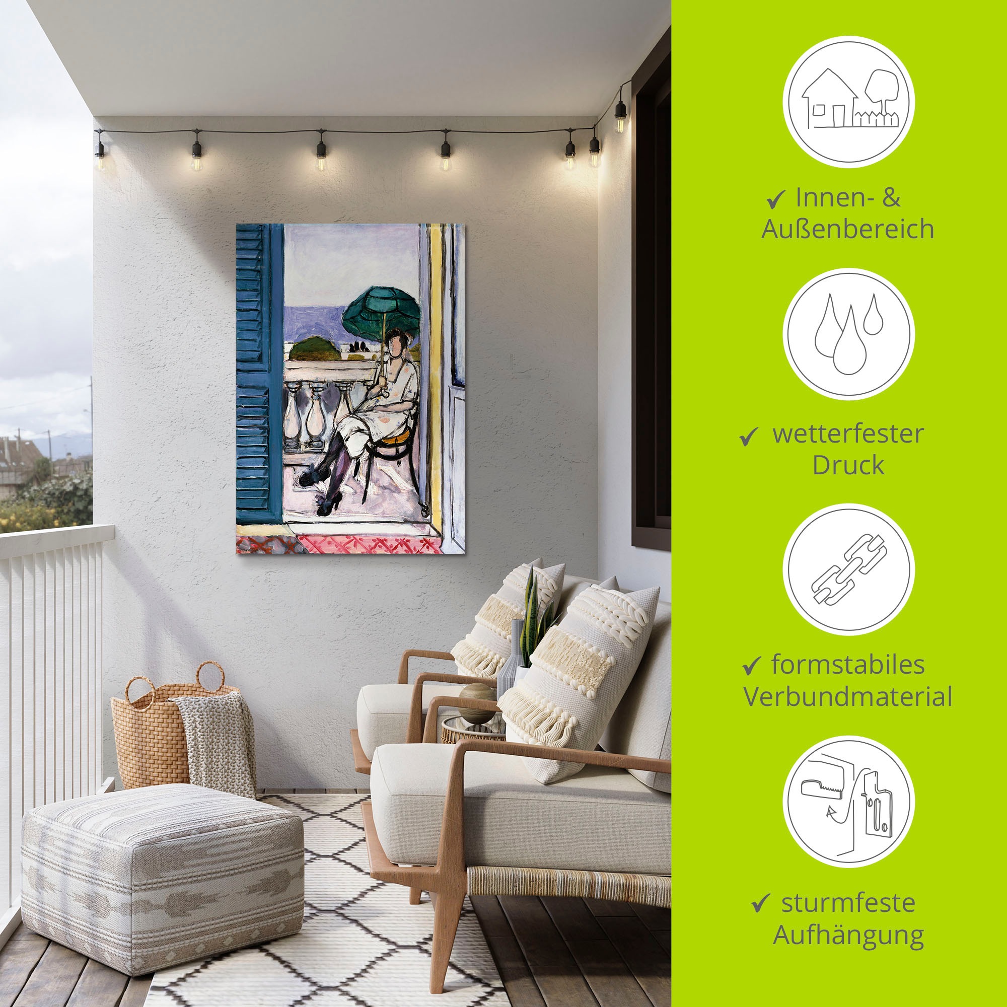 Wandbild ARTLAND "Frau auf einem Balkon. 1919-20", farbe bild(er): farbig, B:50cm H:70cm, Alu Dibond, Bilder, als Alubild, Leinwandbild, Poster, Wandaufkleber in verschied. Größen 2