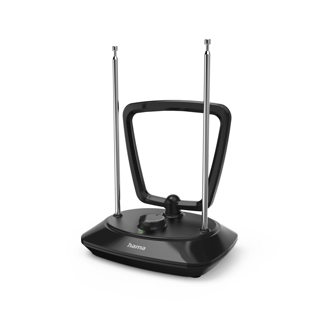 HAMA Innenantenne "Aktive Zimmerantenne schwarz für DAB+, DAB, DVB-T2, UKW, LED Anzeige", B:10,5cm L:15cm T:10,5cm, schwarz, Antennen, ringförmig,