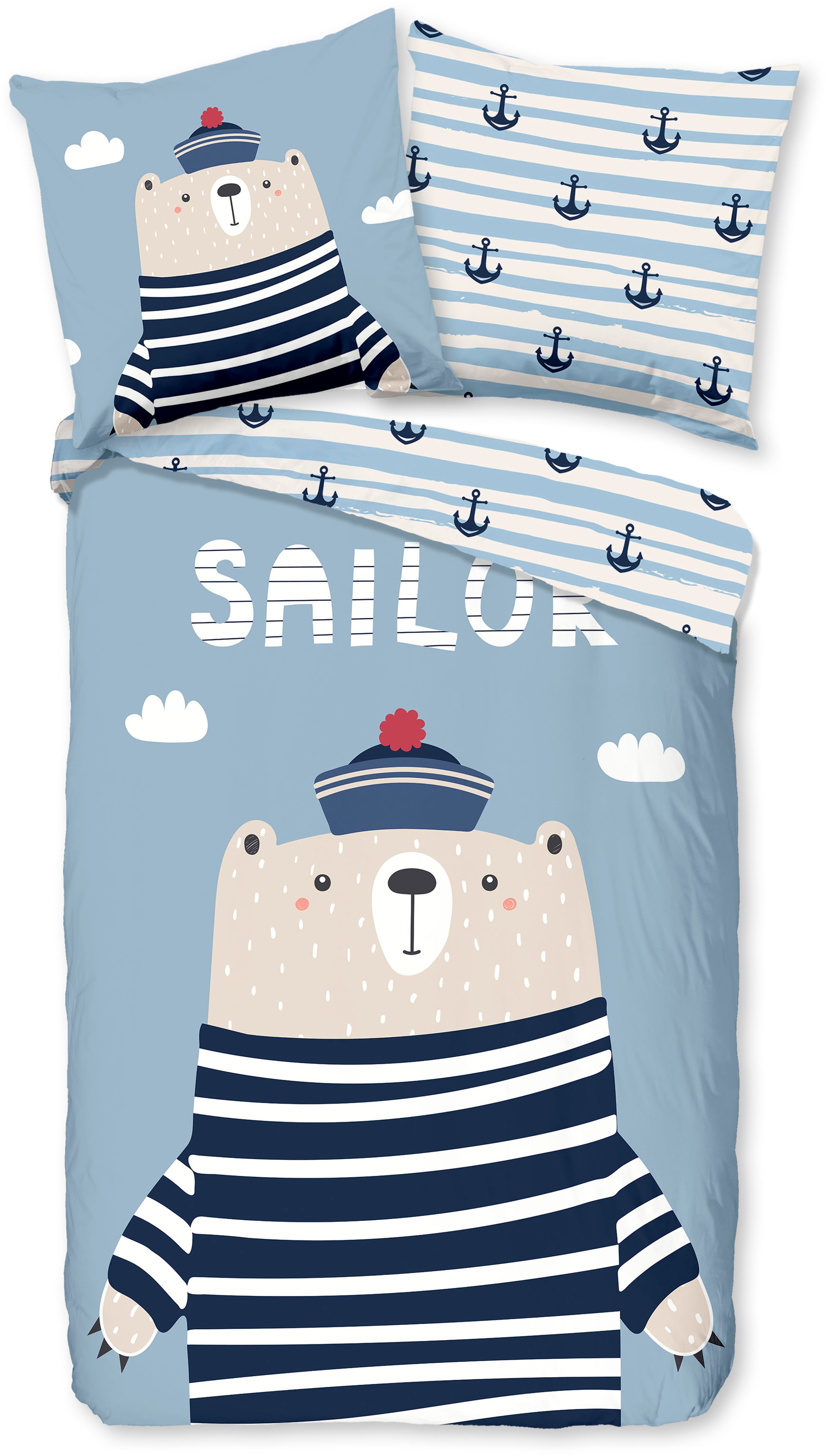 good morning Kinderbettwäsche »Captaine« 2 Baumwolle, Renforcé, Wendeoptik, Kind, Maritim, Junge