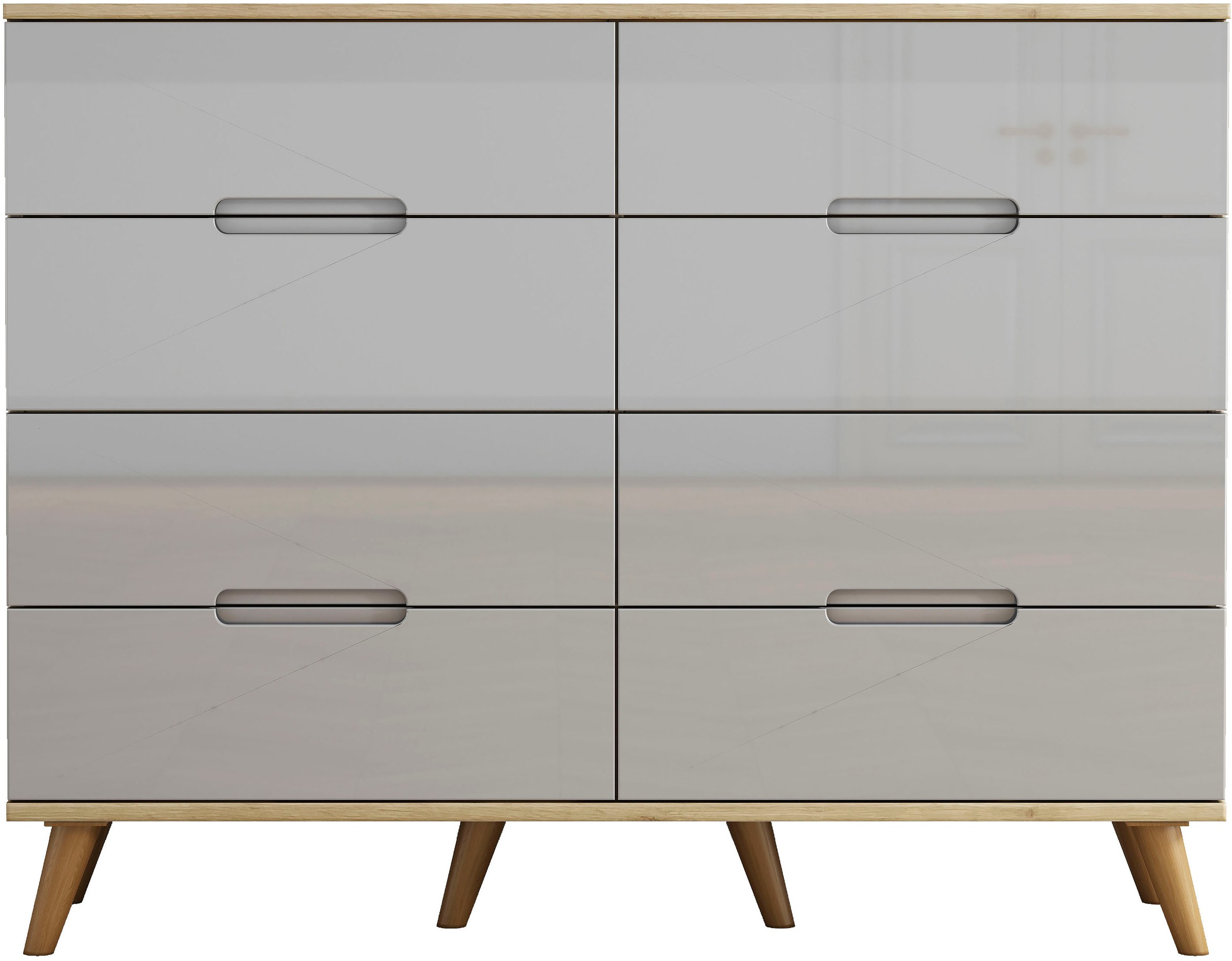 OTTO home Kommode "Lund" mit glänzenden Fronten, Griffmulden, helles Holzde günstig online kaufen