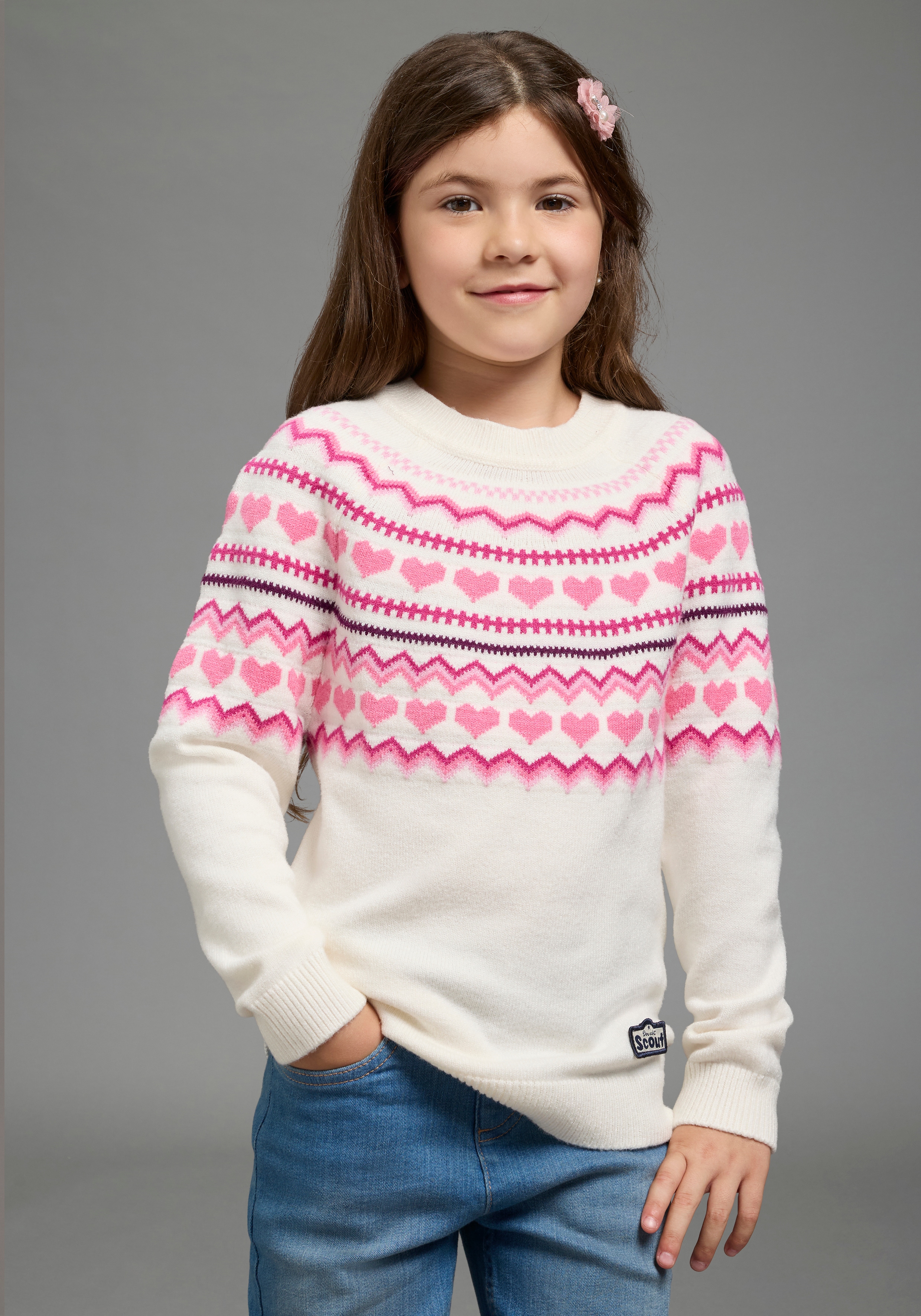 Scout Strickpullover "Jaccquard Pullover - Herzendesign - NEU von SCOUT" Herz-Jaccquard Pullover, kuschelig weich, elastisches Strickmaterial