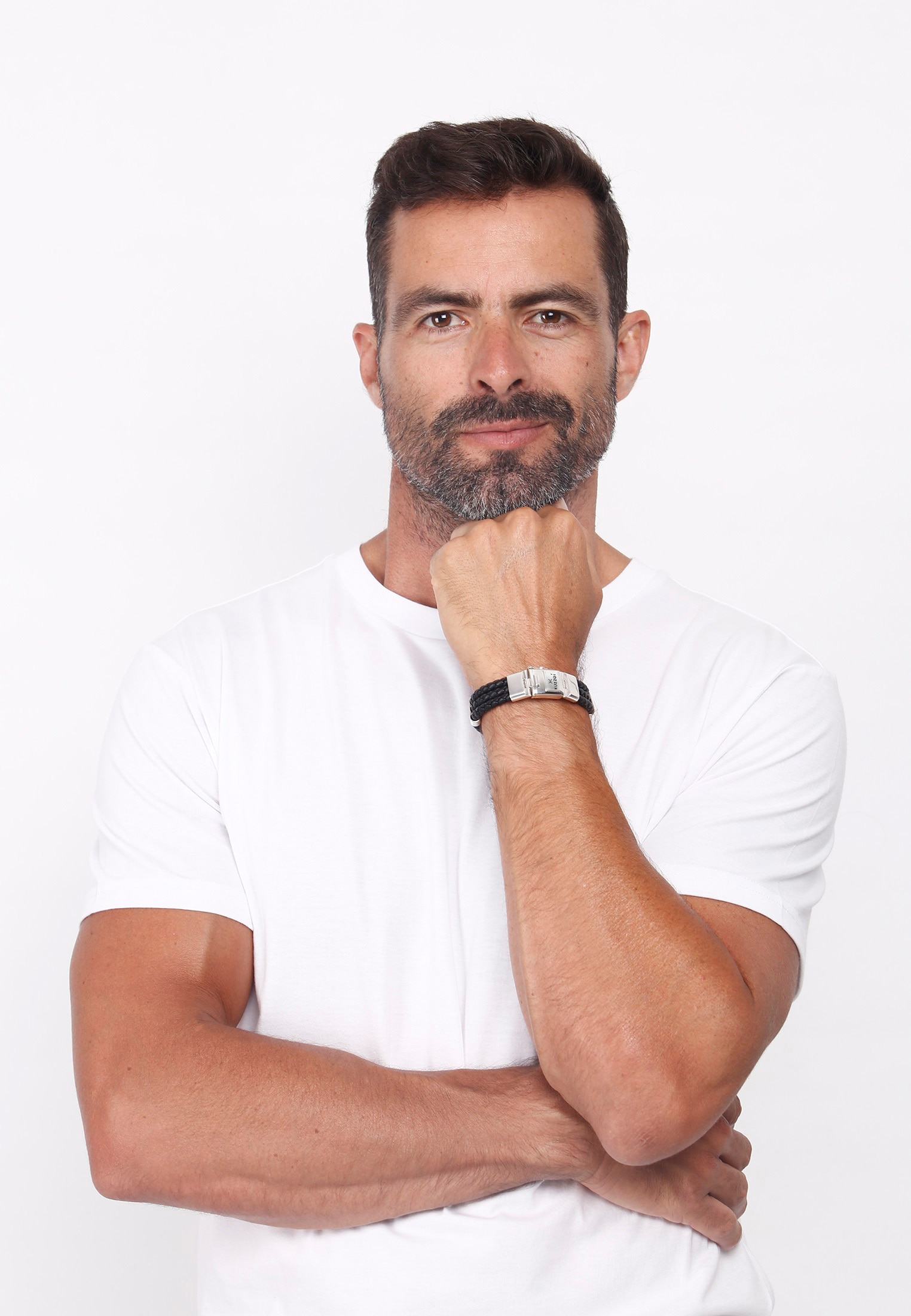 Kuzzoi Armband »Leder Geflochten Kastenverschluss 925er Silber«