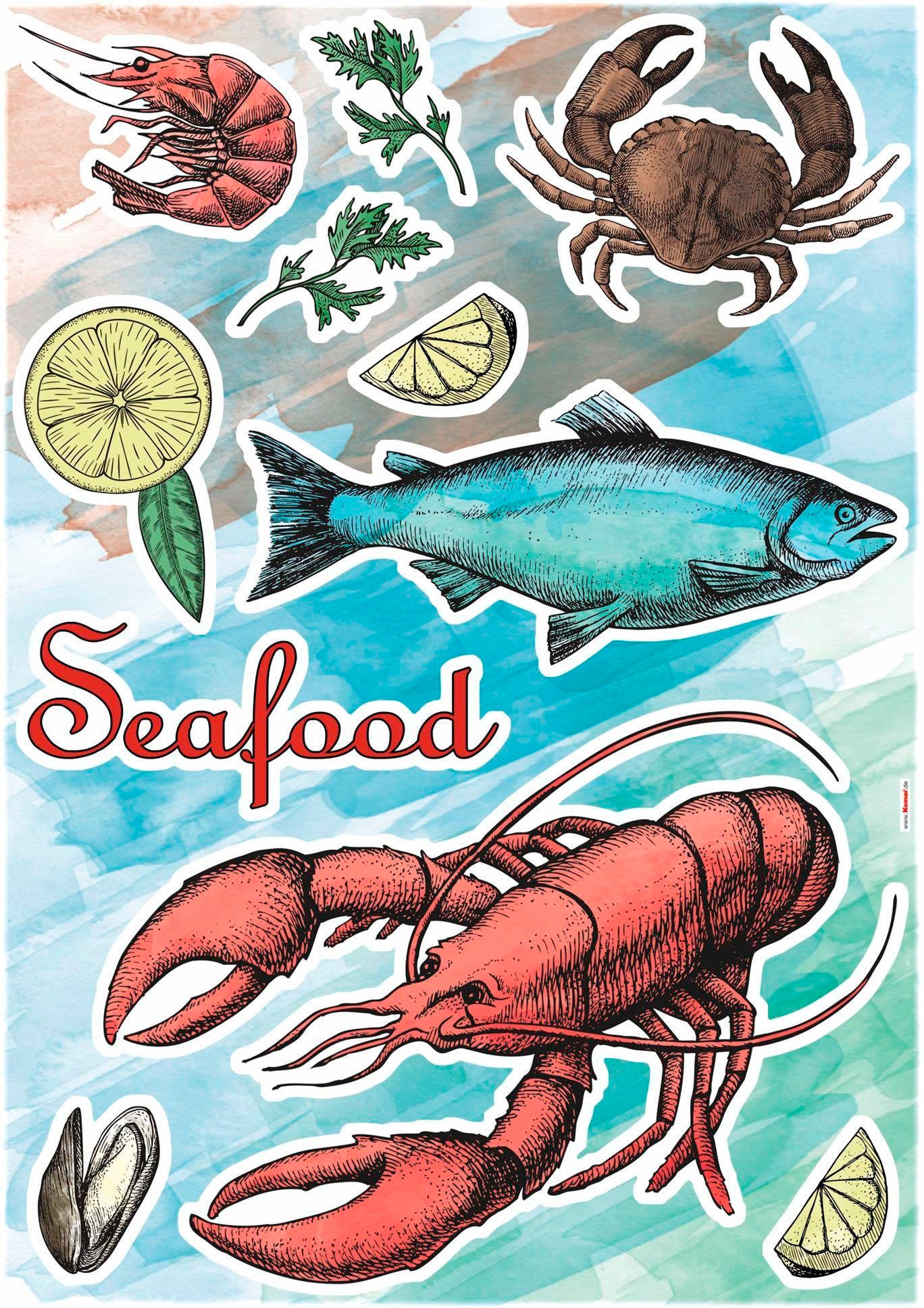 Komar Wandtattoo »Seafood«, 50x70 cm (Breite x Höhe), selbstklebendes Wandtattoo