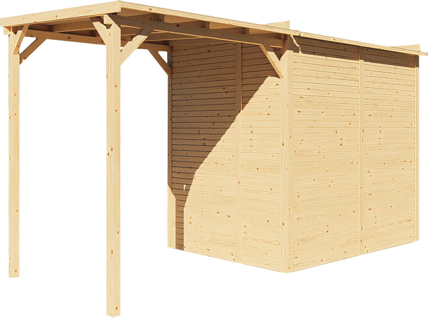 KONIFERA Gartenhaus »Beno 2 PLUS Fineline Flachdach«, mit Anbaudach