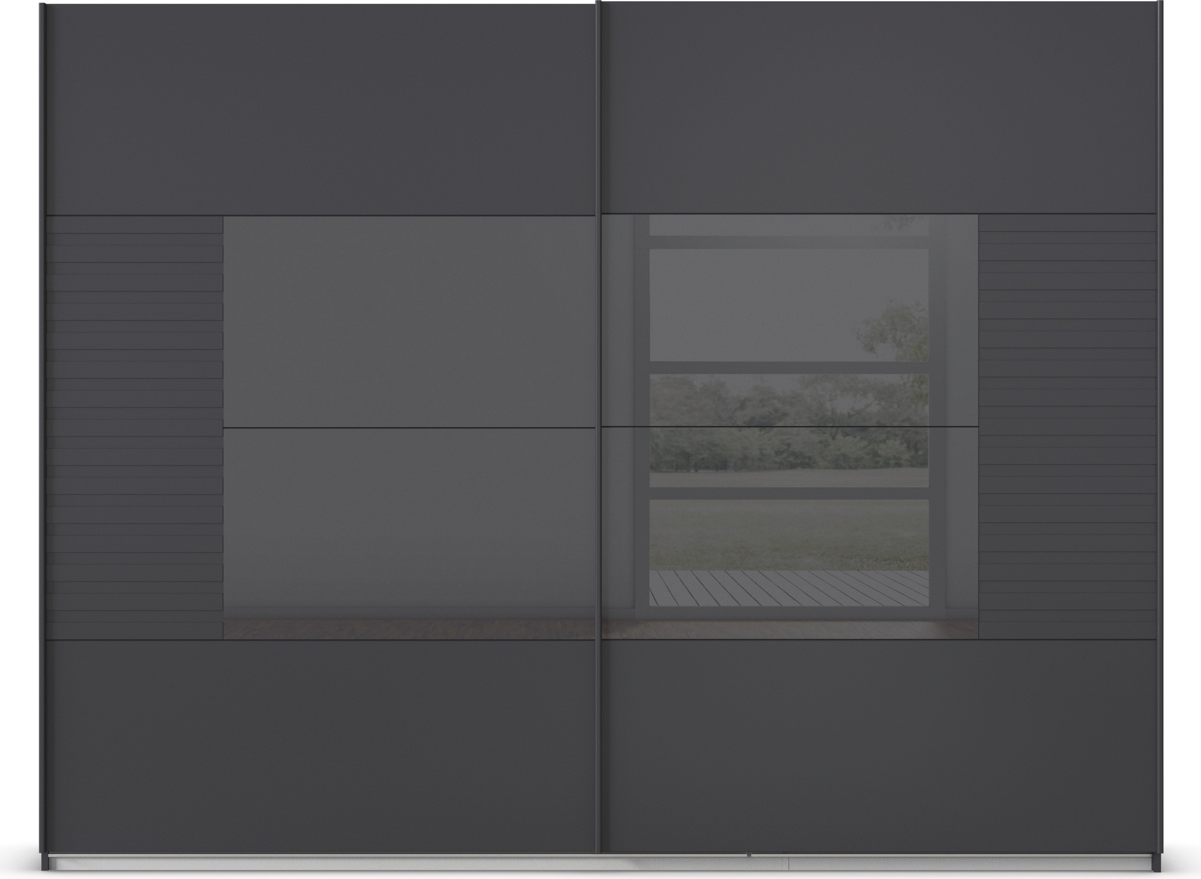 Thumbnail - rauch Schwebetürenschrank "Kleiderschrank Schrank Garderobe Schlafzimmerschrank RUGA", Auflagen in moderner Lamellen-Opt...